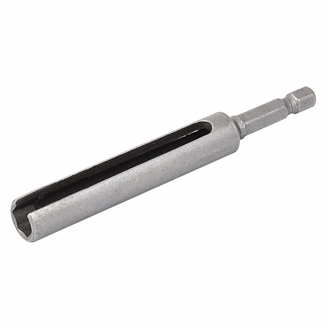 Sourcingmap a16011600ux0952 100 mm długości 8 mm sześciokątne gniazdo nakrętki szczelinowe adapter do bitów, srebrny szary