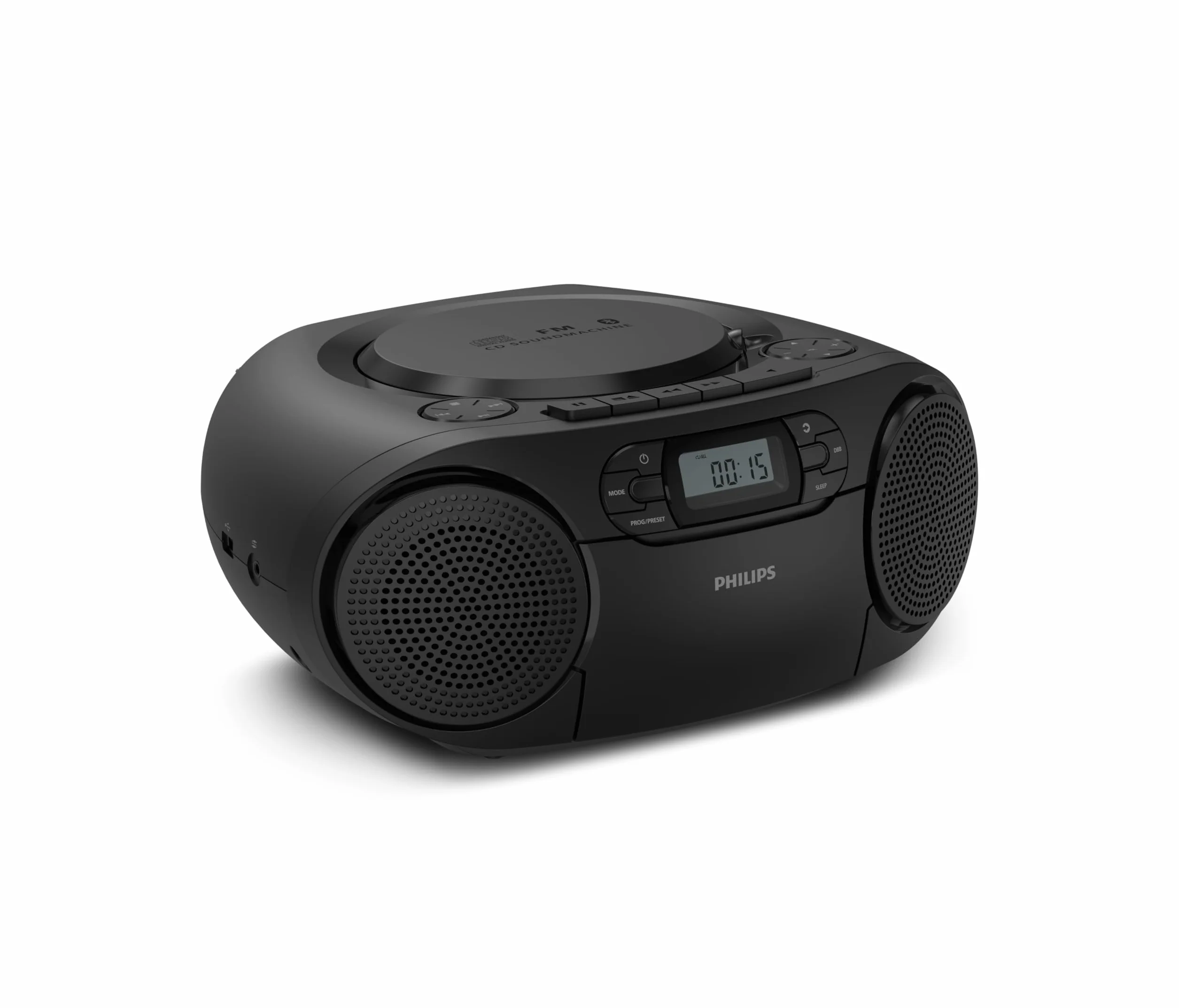 Philips TAZ2200 Przenośny radioodtwarzacz CD i kasetowy z radiem FM, Bluetooth 6.0, odtwarzanie USB, wejście audio, Dynamic Bass Boost, głośniki stereo 6W, zasilanie AC/bateryjne, uchwyt – srebrny