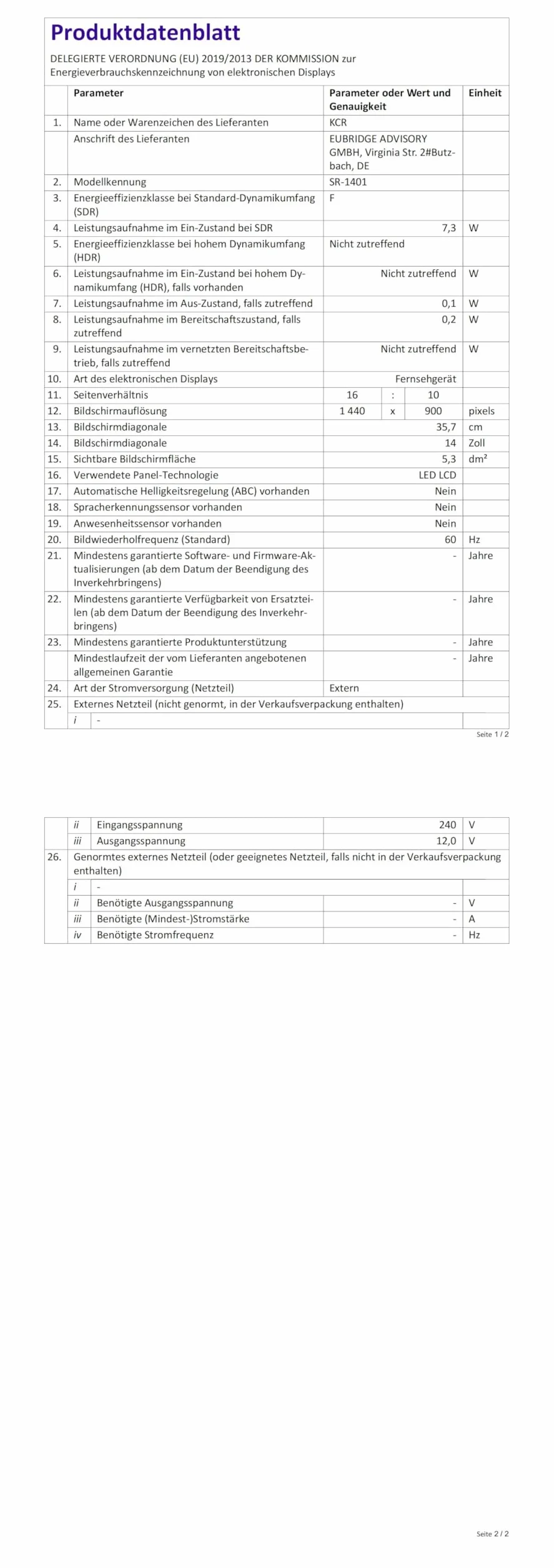 KCR 14,0-calowy cyfrowy przenośny telewizor DVB-T2, Freeview, ponownie ładowalny akumulator, złącze USB, złącze słuchawkowe, pilot zdalnego sterowania, wejście AV, wejście HDMI