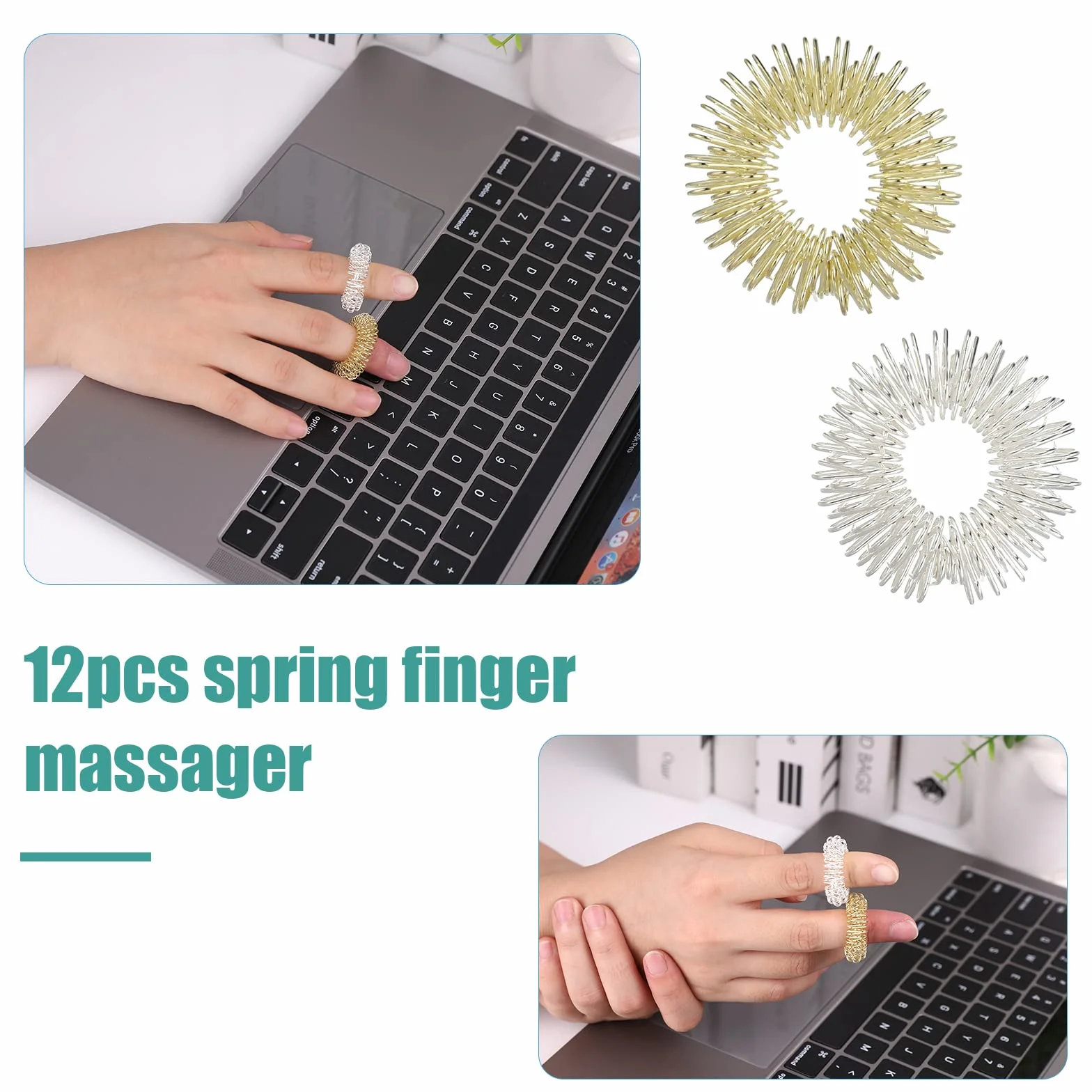 ASTER 12 sztuk kolczastych pierścieni z czujnikiem palca akupresury zestaw świetny Spikey Fidget pierścień sensoryczny Fidget zabawki do cichego redukcji stresu i masażera