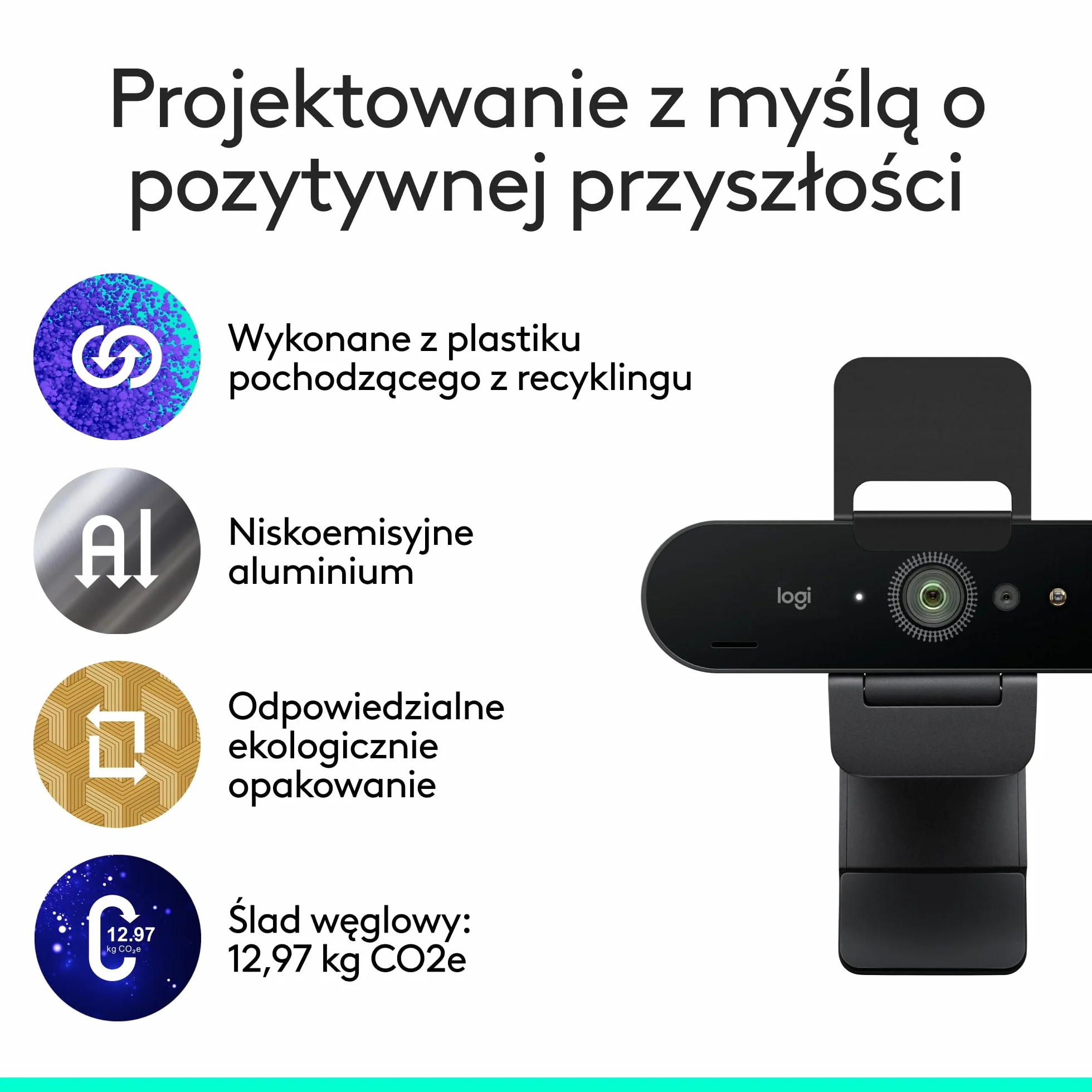 Logitech Brio 4K kamera internetowa z mikrofonem i redukcją szumów, automatyczna korekcja światła HD, do Teams Zoom Meet PC Mac