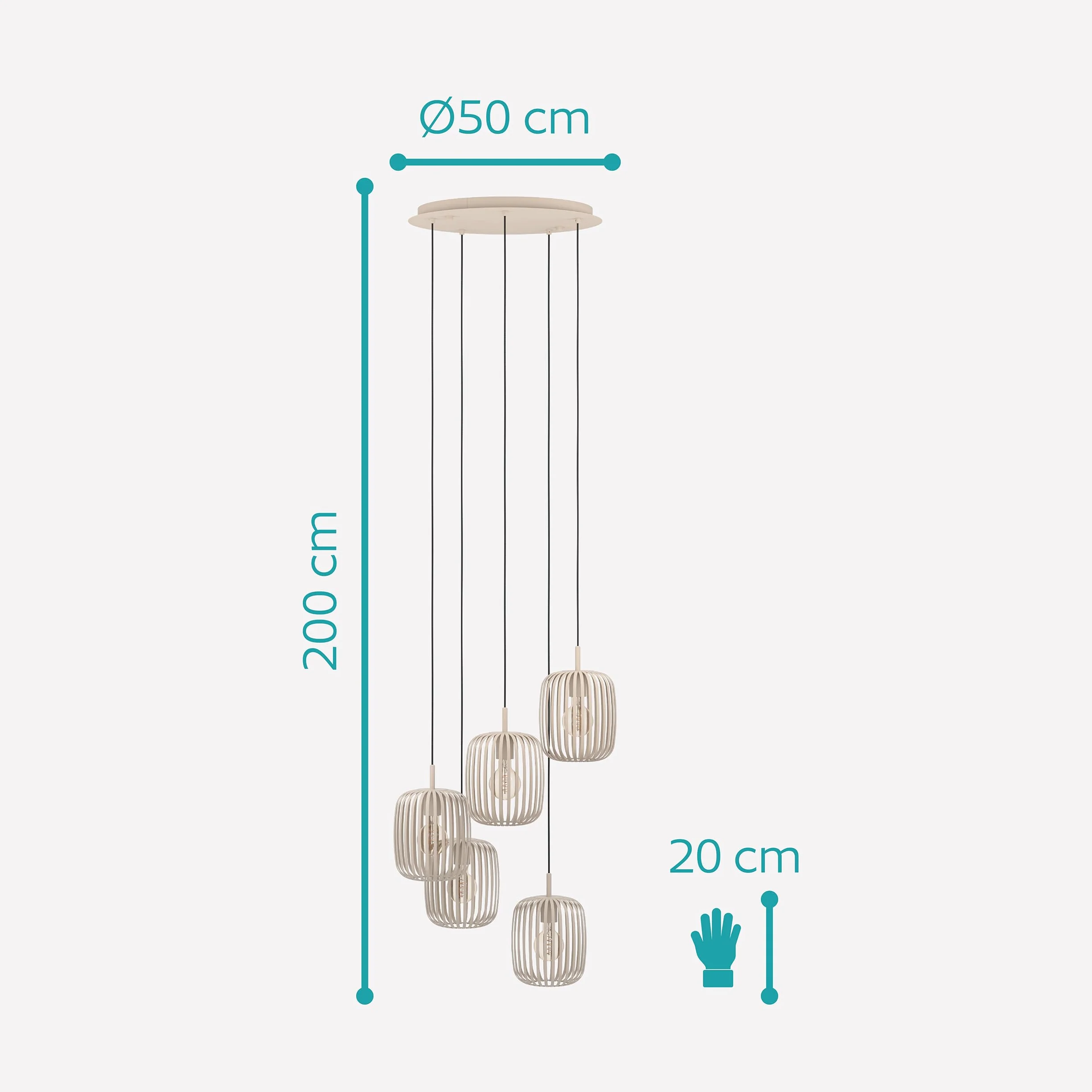 EGLO Lampa wisząca Romazzina, klasterowa lampa sufitowa 5-płomienna