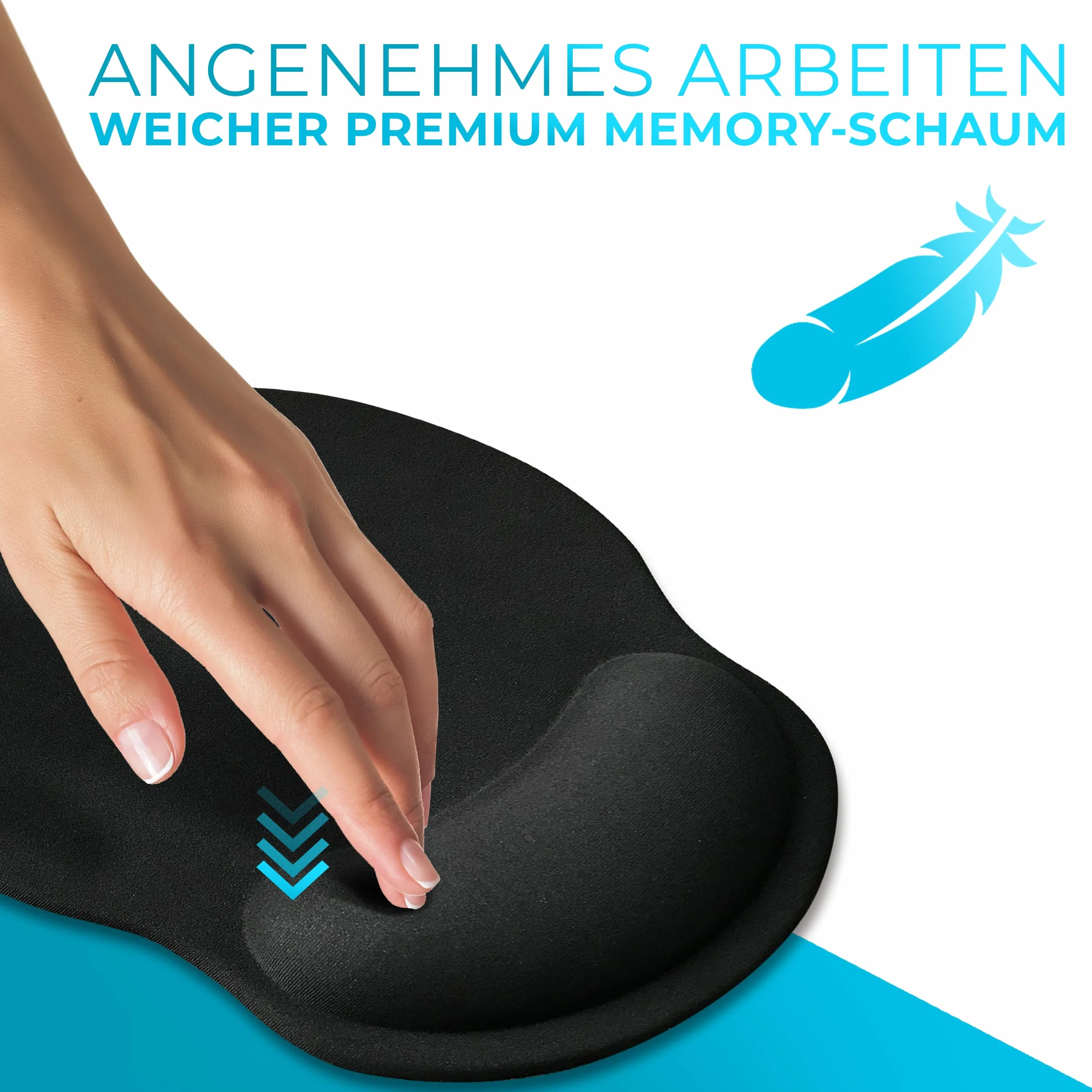 Ergonomiczna podkładka pod mysz z poduszką żelową, czarna