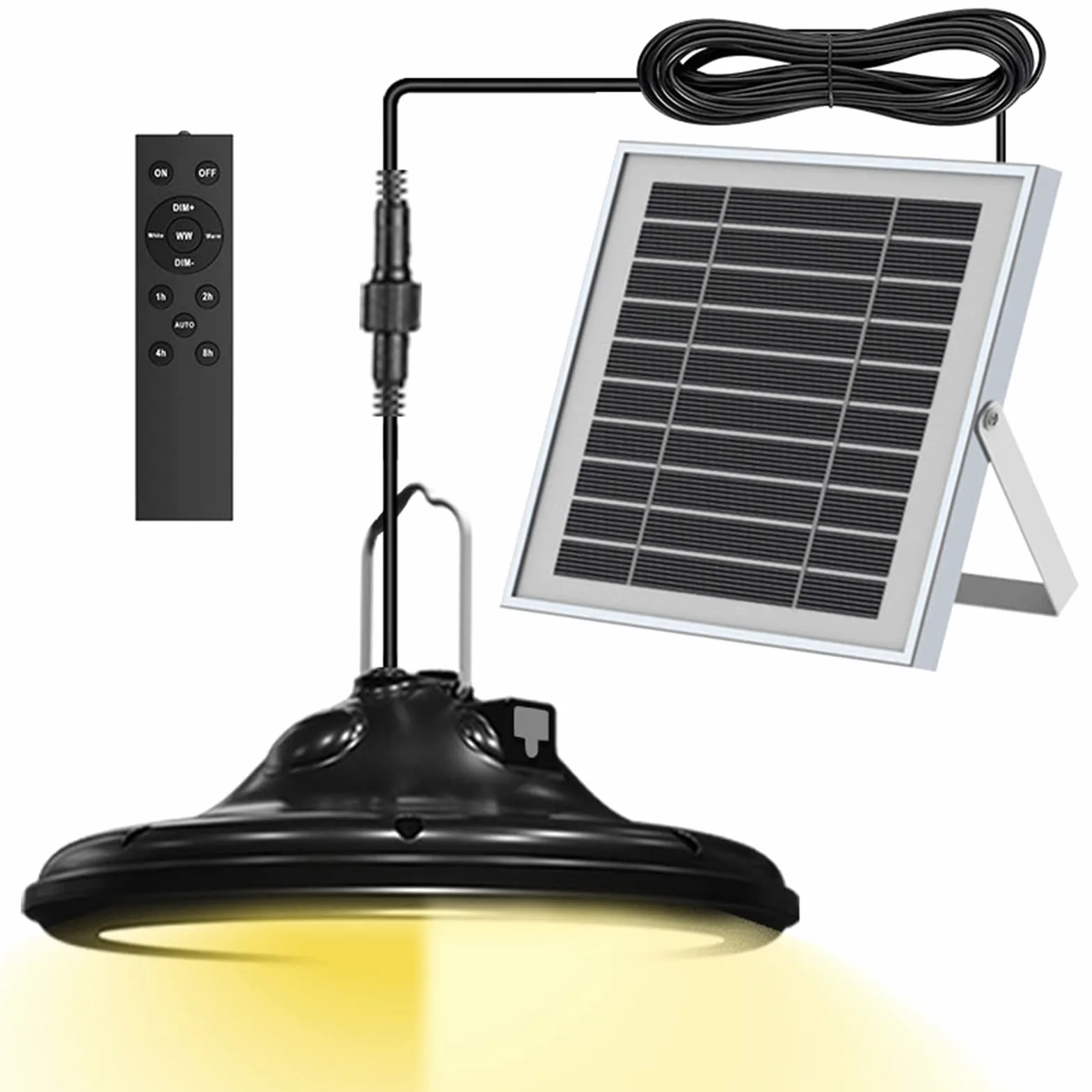 Neoglint Zewnętrzna lampa solarna, 100 diod LED, 3 tryby (3000k-5200k), zewnętrzna lampa solarna z czujnikiem ruchu, pilotem zdalnego sterowania, wodoodporna lampa solarna IP66, do ogrodu, na kemping,