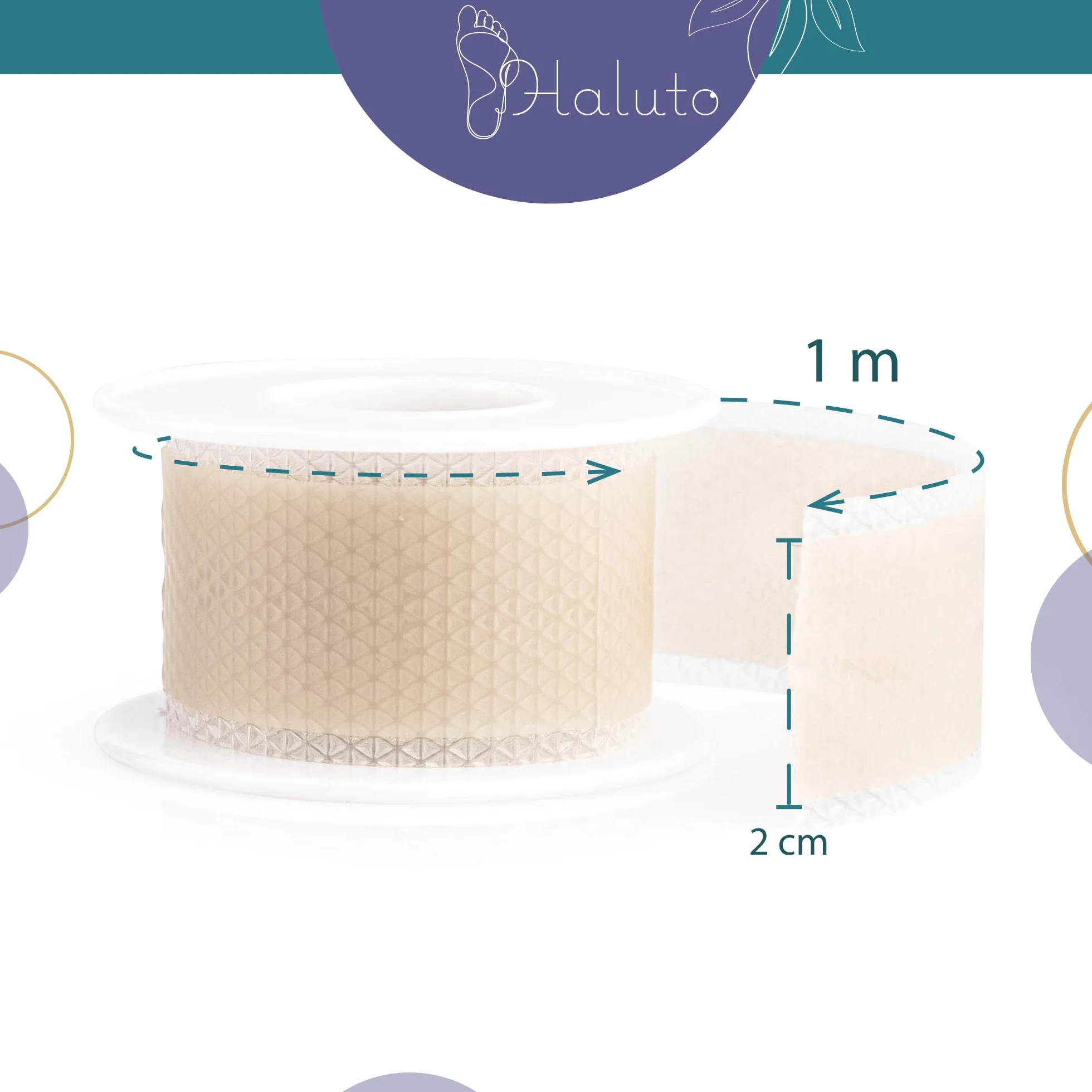 HALUTO plaster na pęcherze w rolce - perforowany plaster silikonowy - plaster hydrokoloidowy na palce, stopę i dłoń - plaster na piętę - na otarcia, odciski, bolące miejsca