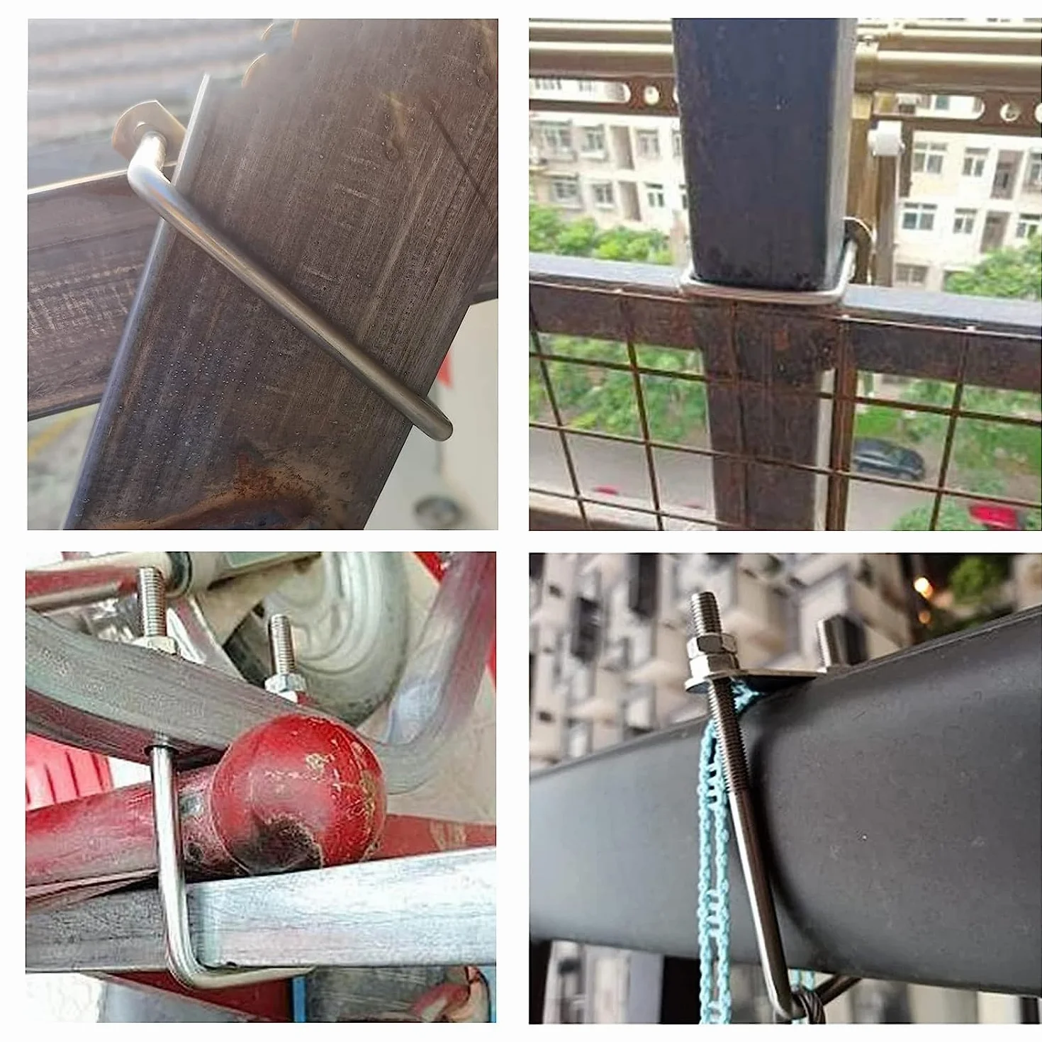 4 sztuki śrub U M8 U-Bolts, M8 40 x 100 mm, śruby w kształcie litery U, śruby w kształcie litery U, śruba U ze stali nierdzewnej, śruby U z nakrętkami i płytą ramową, do instalacji przemysłowej