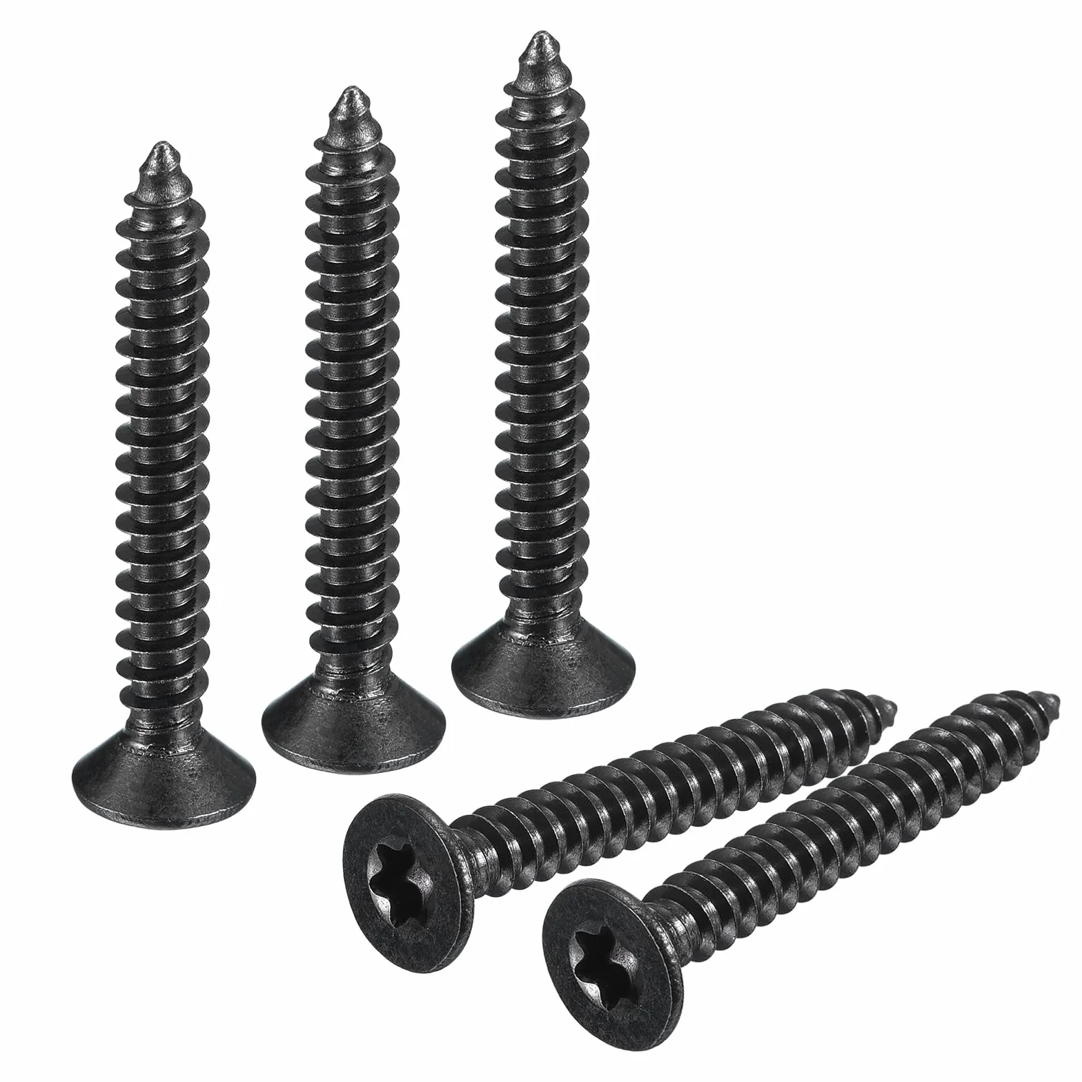 QUARKZMAN #8 x wkręty do drewna torx/gwiazda, 50 sztuk stali nierdzewnej 304, pełny gwint, powlekane na czarno, samogwintujące, pasują do bitów T20 do drewna, miękkiego metalu