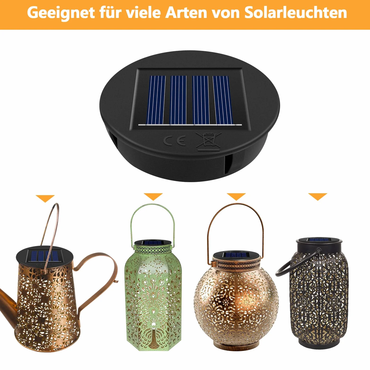 HELESIN Lampy solarne, części zamienne, 2 x śred. 8 cm, lampa solarna z jasnymi diodami LED, wodoszczelność IP65, panel słoneczny, część zamienna do latarni solarnych, lamp ogrodowych