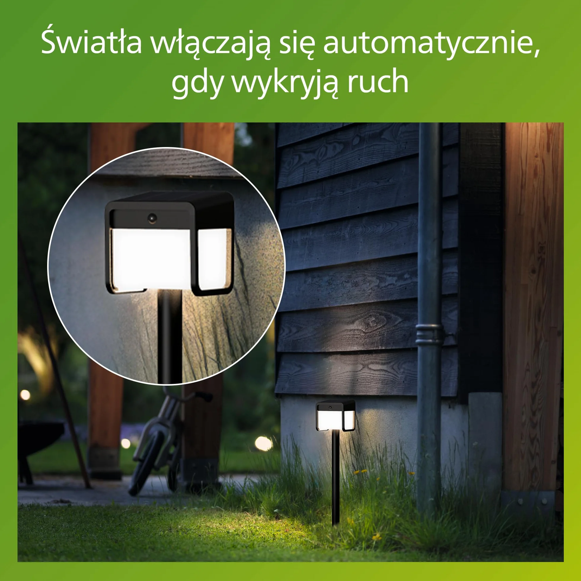 Philips Ezra UltraEfficient Zewnętrzna Lampa na Postumencie Solarna z Czujnikiem, 3000K, 250/25lm, Czarna