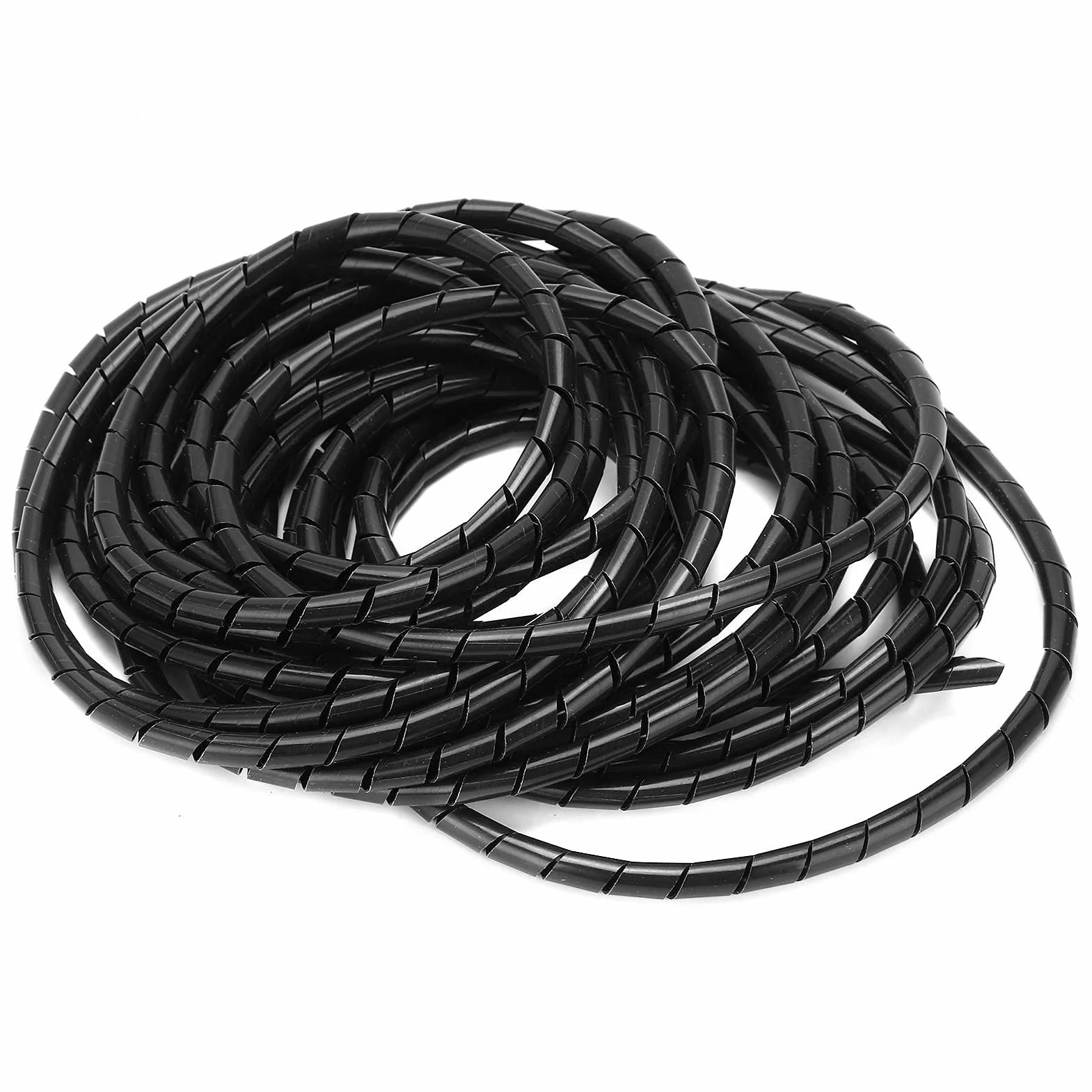 Elastyczny Organizer do Kabli, 10m, Spiralny Oplot Kablowy, 8mm, Czarny, PVC, do Sal Komputerowych i Biur