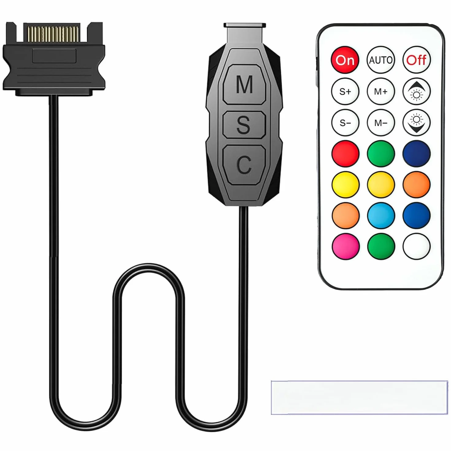 Gebildet Zestaw Kontrolera ARGB do Wentylatorów Obudowy PC RGB, Kontroler Wentylatora SATA Power RGB, Koncentrator Wentylatorów Komputerowych ARGB Sterowanie RGB z 21-Klawiszowym Pilotem Kontrola