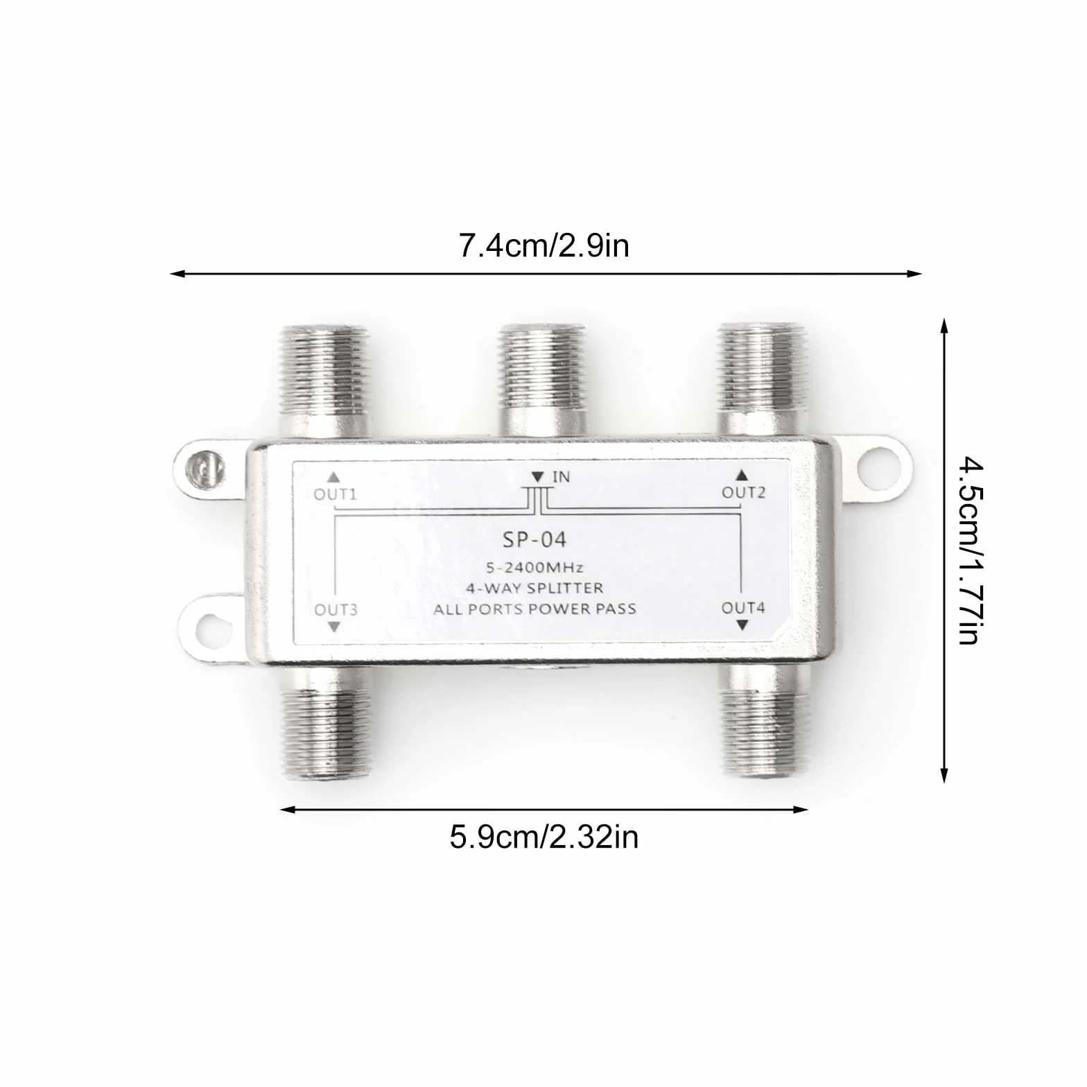 Rozdzielacz satelitarny BKSAT 4-krotny 5-2400MHz DVB-S/S2 DVB-T/T2 DVB-C/C2 HDTV 4K