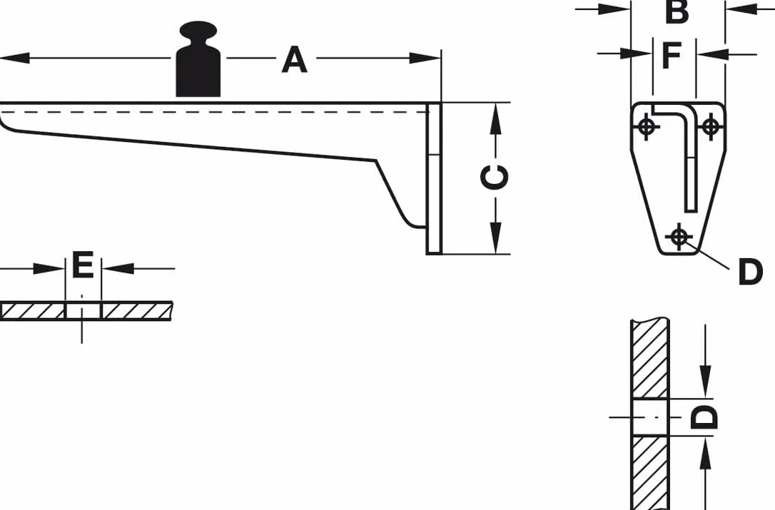 Gedotec MIRA Top konsola do dużych obciążeń, 2 szt., wspornik kątowy, długość 380 mm, nośność 300 kg na parę, uchwyt do regału stalowego, kolor szary, uchwyt ścienny do montażu na ścianie