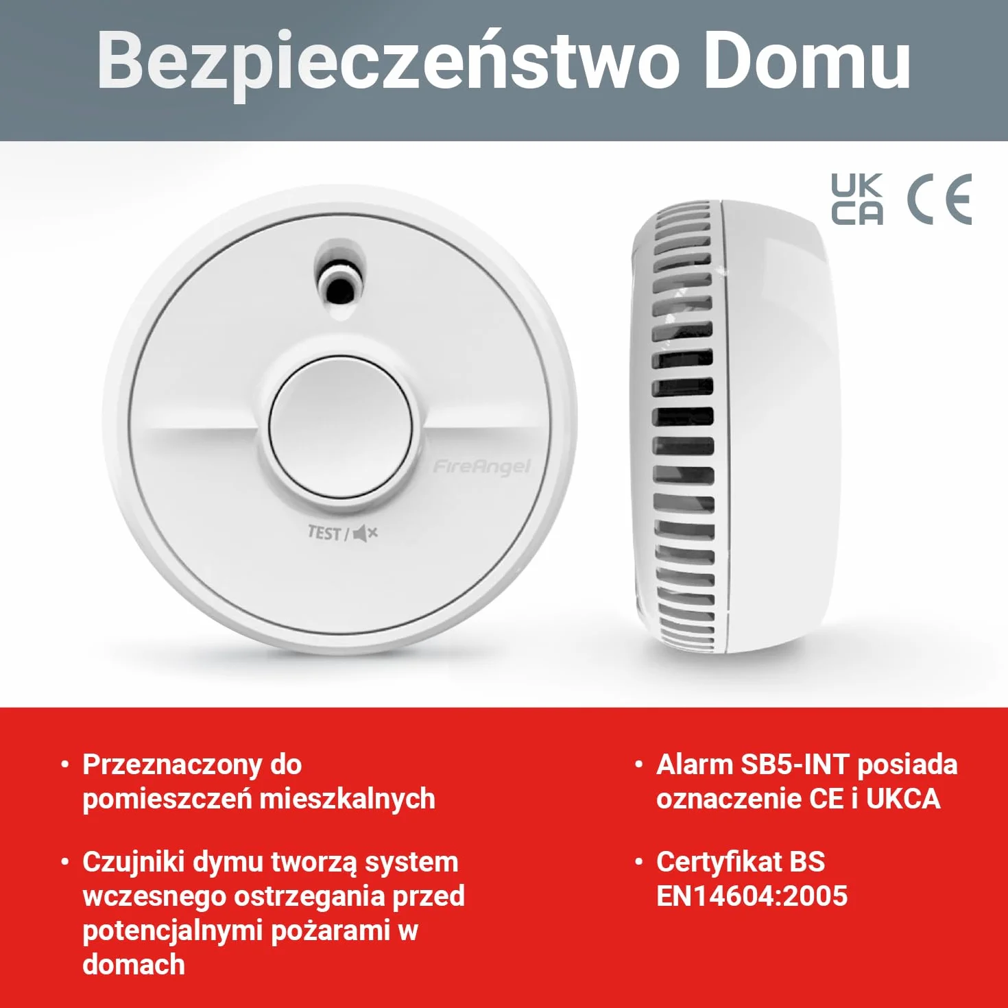 Fire Angel SB5-INT Czujnik Dymu – Detektor Dymu Odporny na Opary Kuchenne, Optyczny Czujnik Przeciwpożarowy z Wymienną Baterią – Czujka Przeciwpożarowa