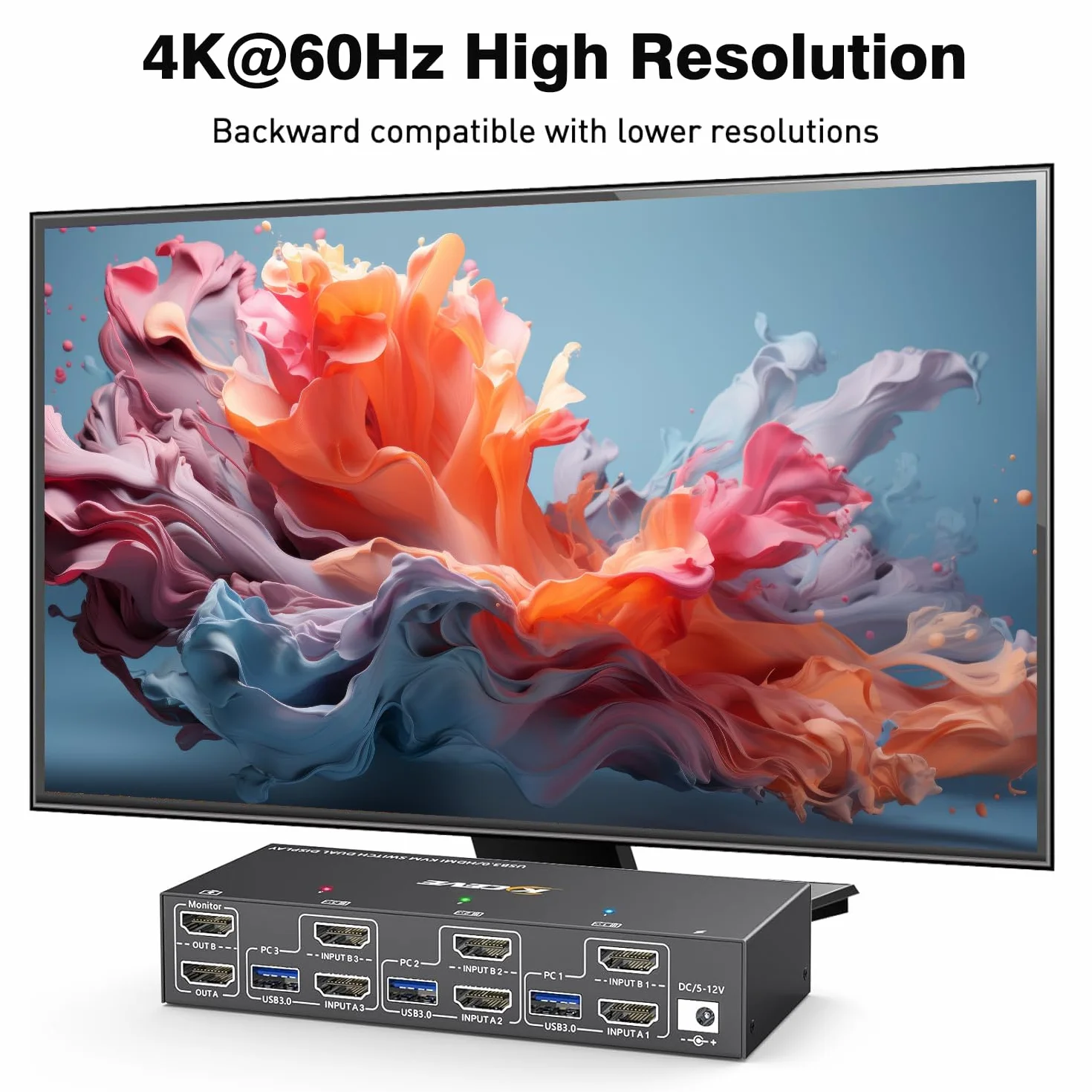 KVM Switch USB 3.0 HDMI 3 PC 2 Monitory 4K 60 Hz 2K 144 Hz Symulacja EDID