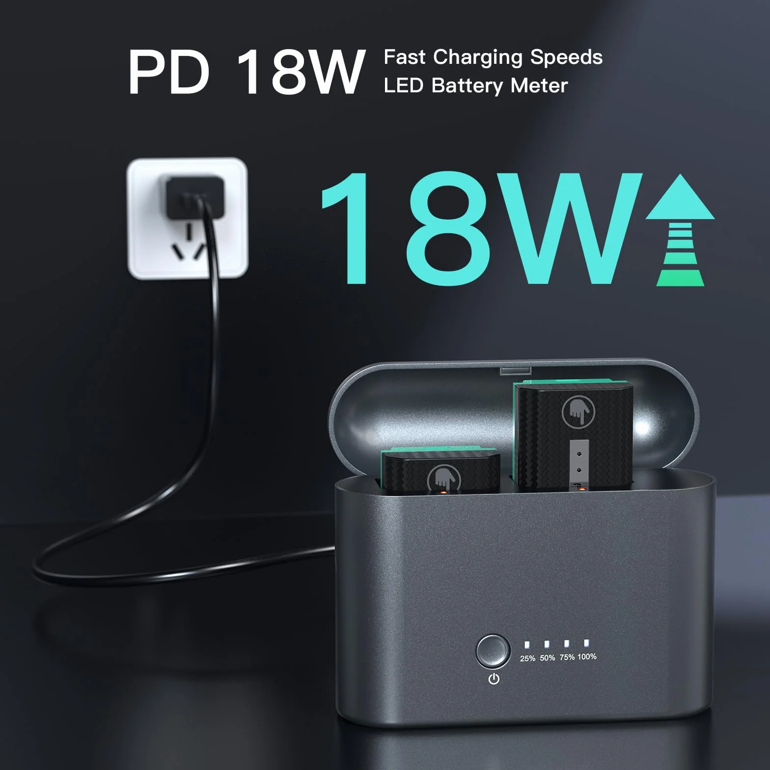 NP-FZ100 ładowarka z wbudowanym akumulatorem 10 000 mAh, 18 W, powerbank do szybkiego ładowania, kompatybilny z Sony A7III, A7R IV, A7R V, A9, A9II, Alpha 9S, A7R3 A7S III, A1, A6600, A6700, FX3 (bez