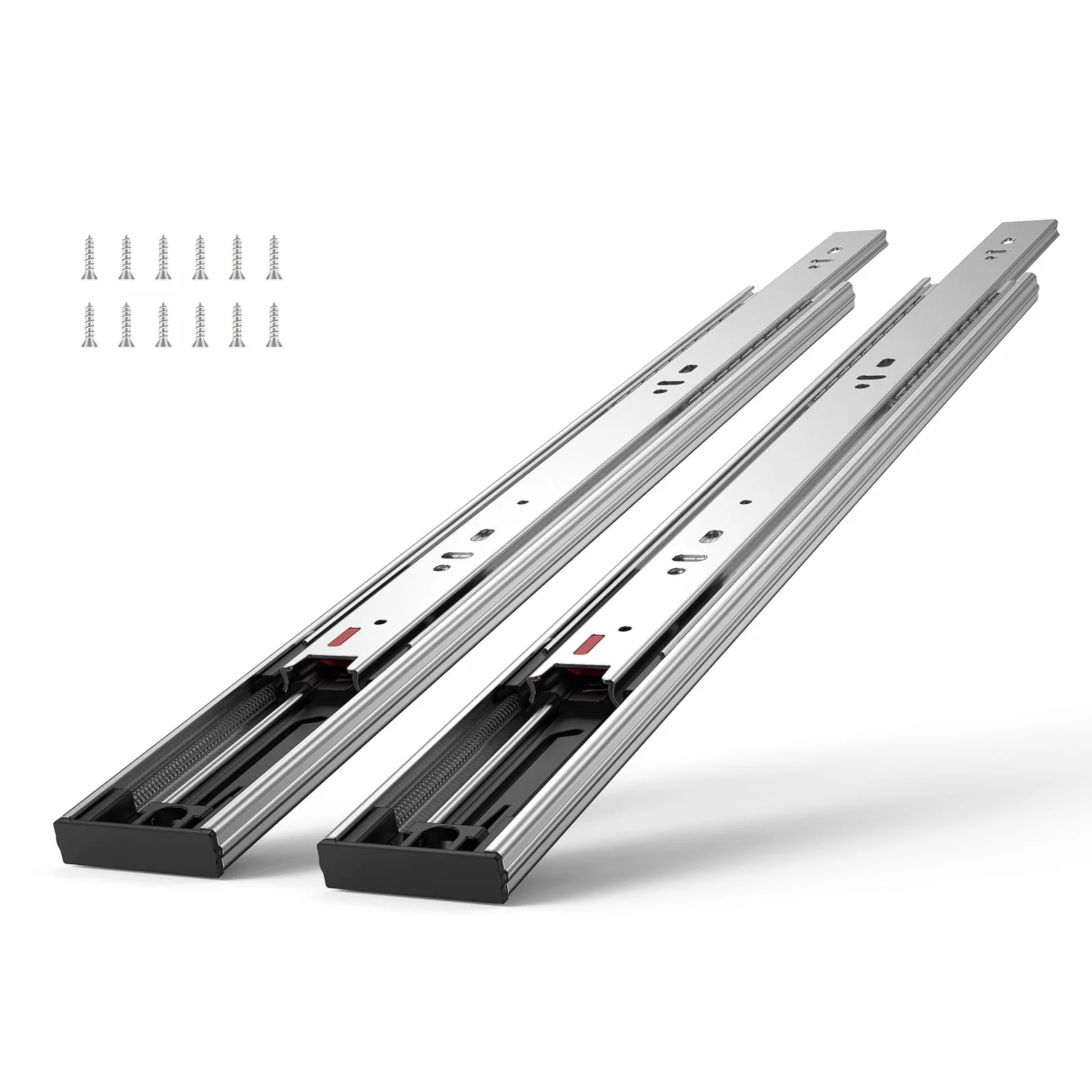 VEVOR 10 par prowadnic do szuflad 558,8 mm, boczne szyny montażowe, wytrzymałe, stalowe prowadnice z pełnym przedłużeniem, ciche zamykanie prowadnice do szafek kuchennych z łożyskiem kulkowym, nośność