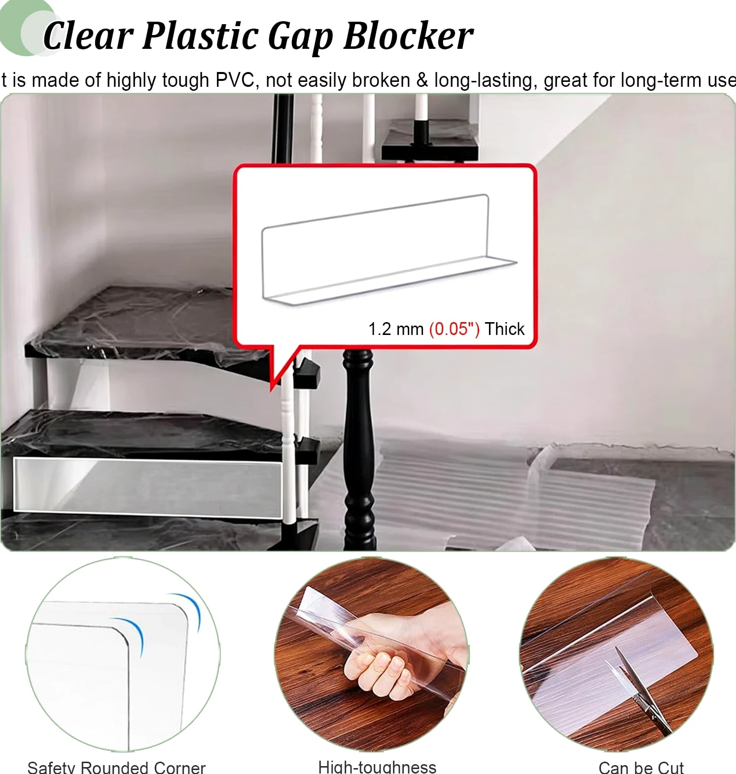 Blokerów Zabawek Biała Blokada Szczelin Schodowych z Folią Ochronną, Plastikowy Wypełniacz Pod Kanapę, Korek do Osłon Mebli Ochronnych do Cięcia(120x30cm (47.2x11.8in))