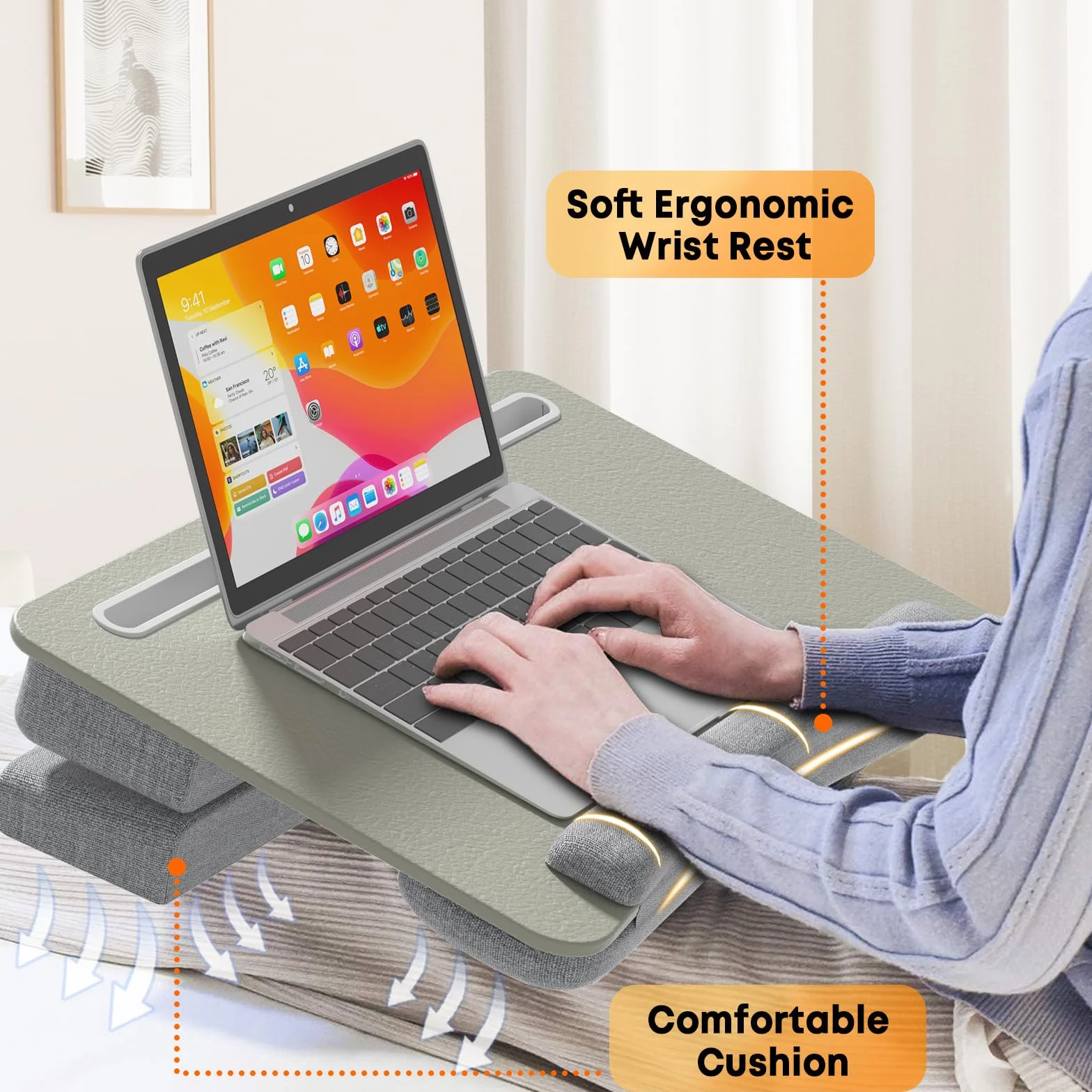 PUTORSEN poduszka na laptop taca na kolana ergonomiczna podkładka na nadgarstek 17,3" regulacja wysokości