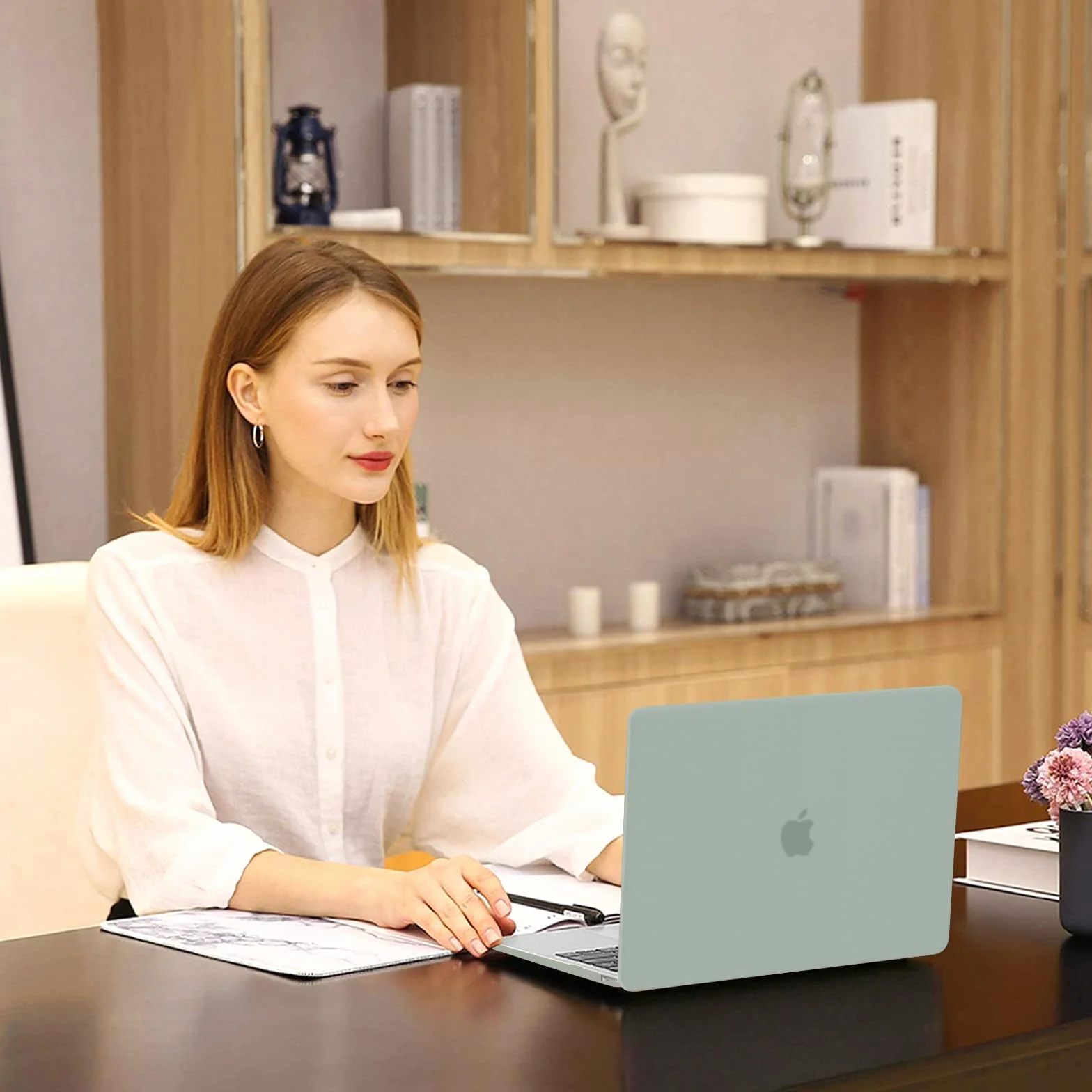 MOSISO Etui kompatybilne z MacBook Air 13 etui M1 2021 2020 2019 2018 A2337 A2179 A1932 Touch ID, etui do MacBooka Air M1 13,3 cala i etui na klawiaturę i etui na klawiaturę i futerał, antyczna zieleń