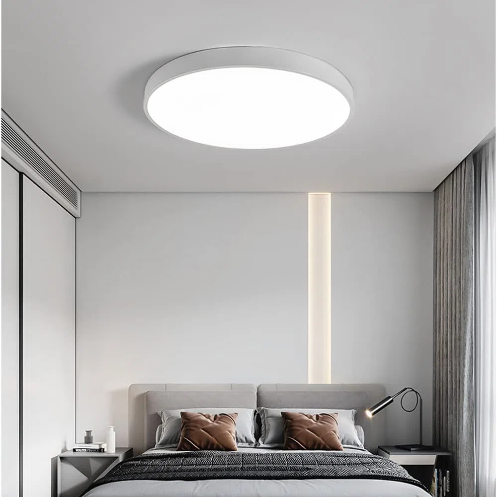YRYRYW Zagłębiony sufit LED Nordic Minimalistyczne lampy sufitowe Trzykolorowe ściemnianie salonu okrągły panel Light akrylowa sufitowa energooszczędna ozdobna wyprawę dekoracyjna Household faucets