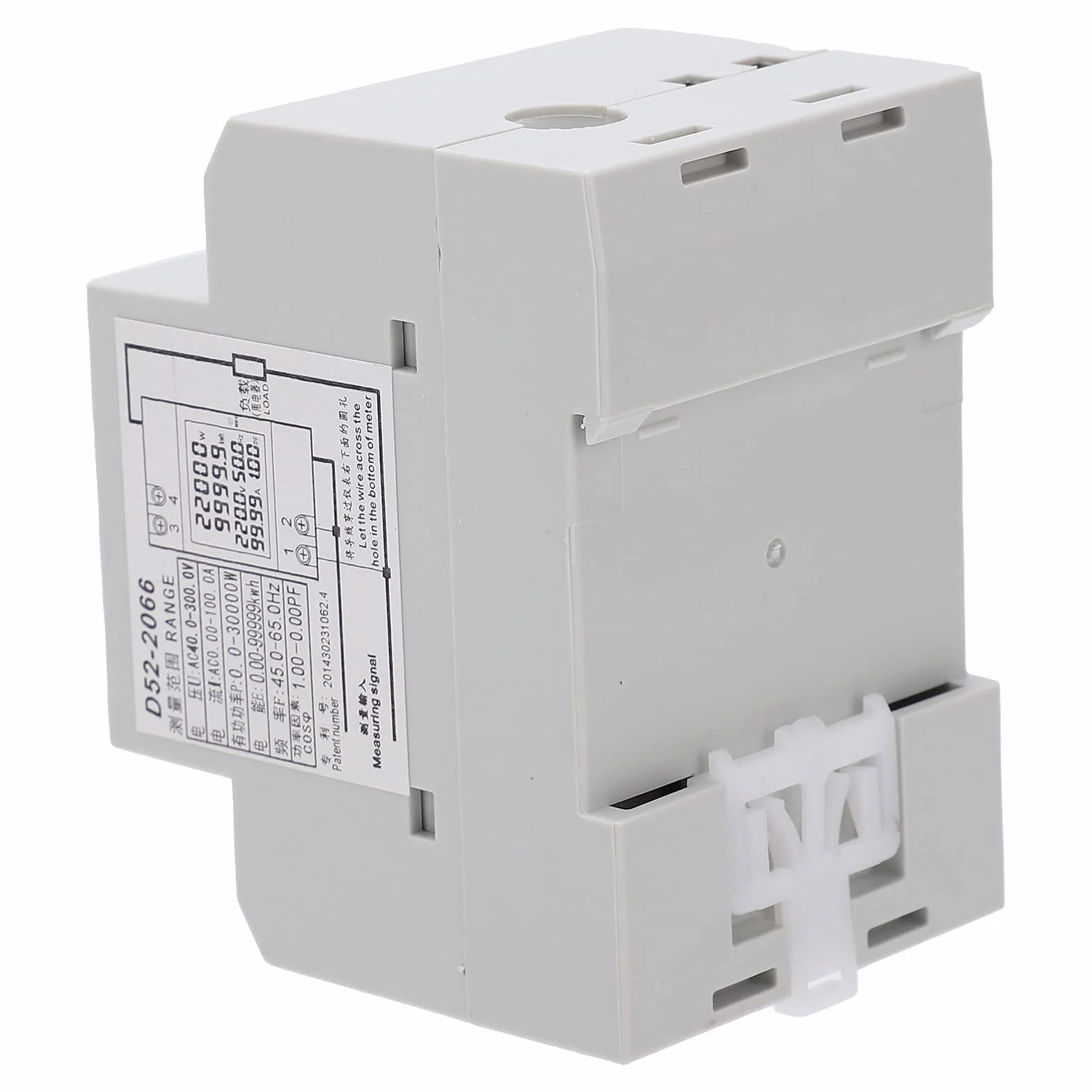 D52 2066 Watomierz Kolorowy Ekran LCD Typ Szyny Domowej 220V Inteligentny Jednofazowy Licznik Energii Monitor Zużycia Energii Elektrycznej AC 40 do 300V