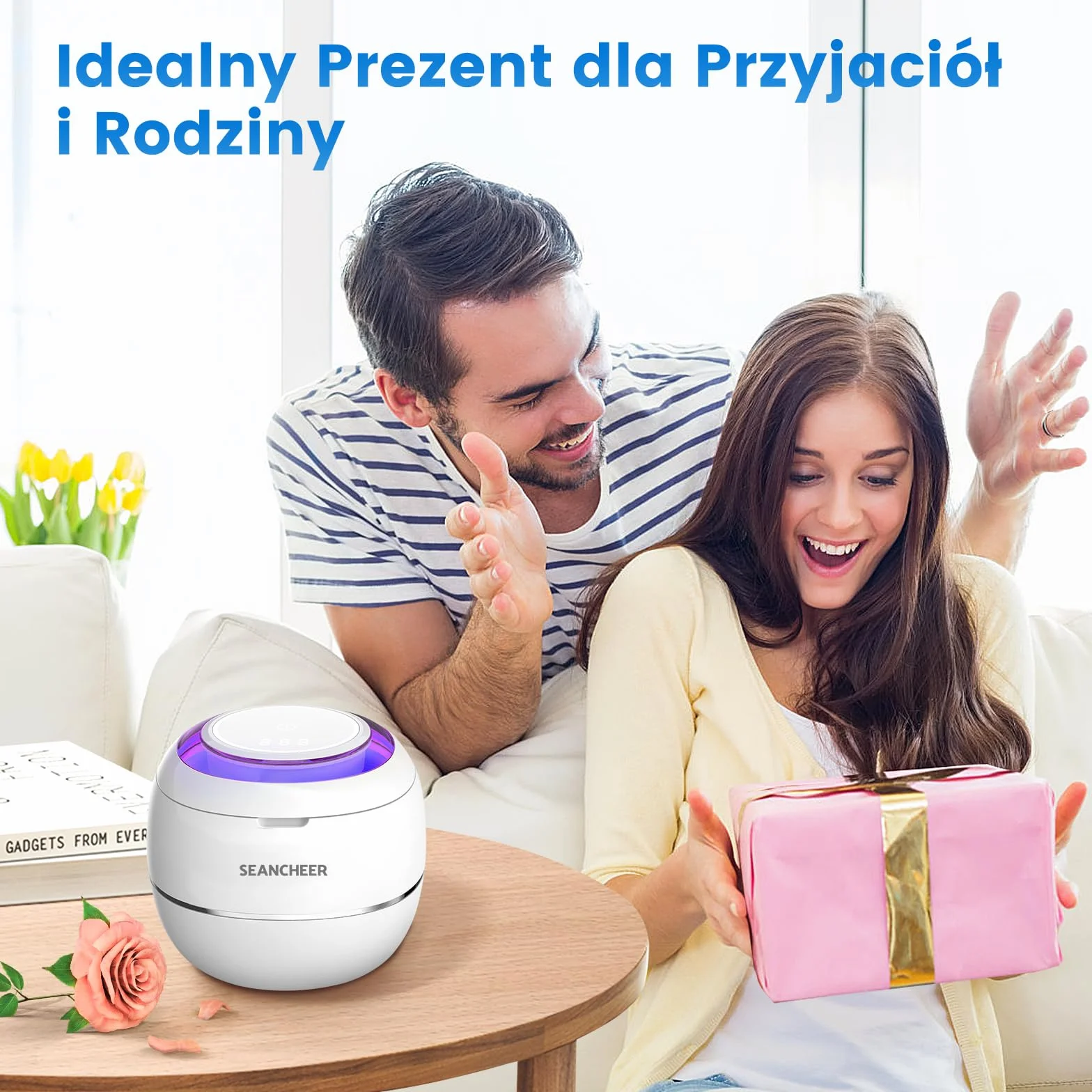 SEANCHEER Urządzenie Do Czyszczenia Ultradźwiękowego | 48000Hz | 24W | 180ML | Czyścik Ultradźwiękowy z lampą UV Do | Protez | Retainerów | Alignerów | Szyn Zębowych | Biżuterii | (Biały)