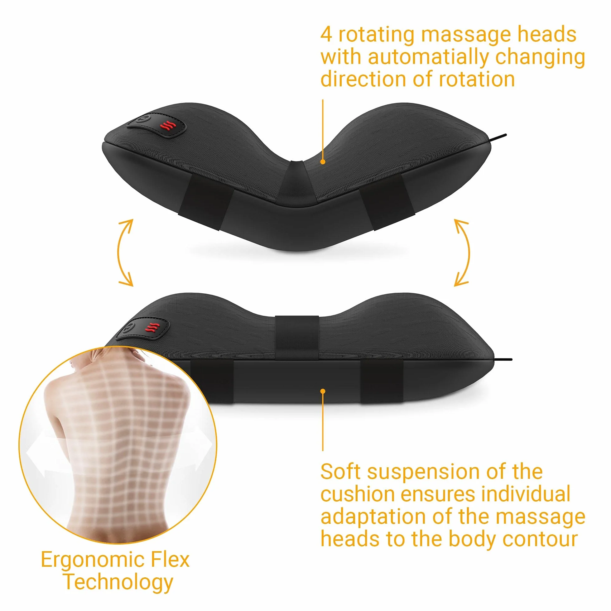 Medisana CL 300 Poduszka do masażu Shiatsu z funkcją podgrzewania, indywidualne ergonomiczne dopasowanie do pleców z 4 głowicami masującymi do ramion, pleców, nóg i karku