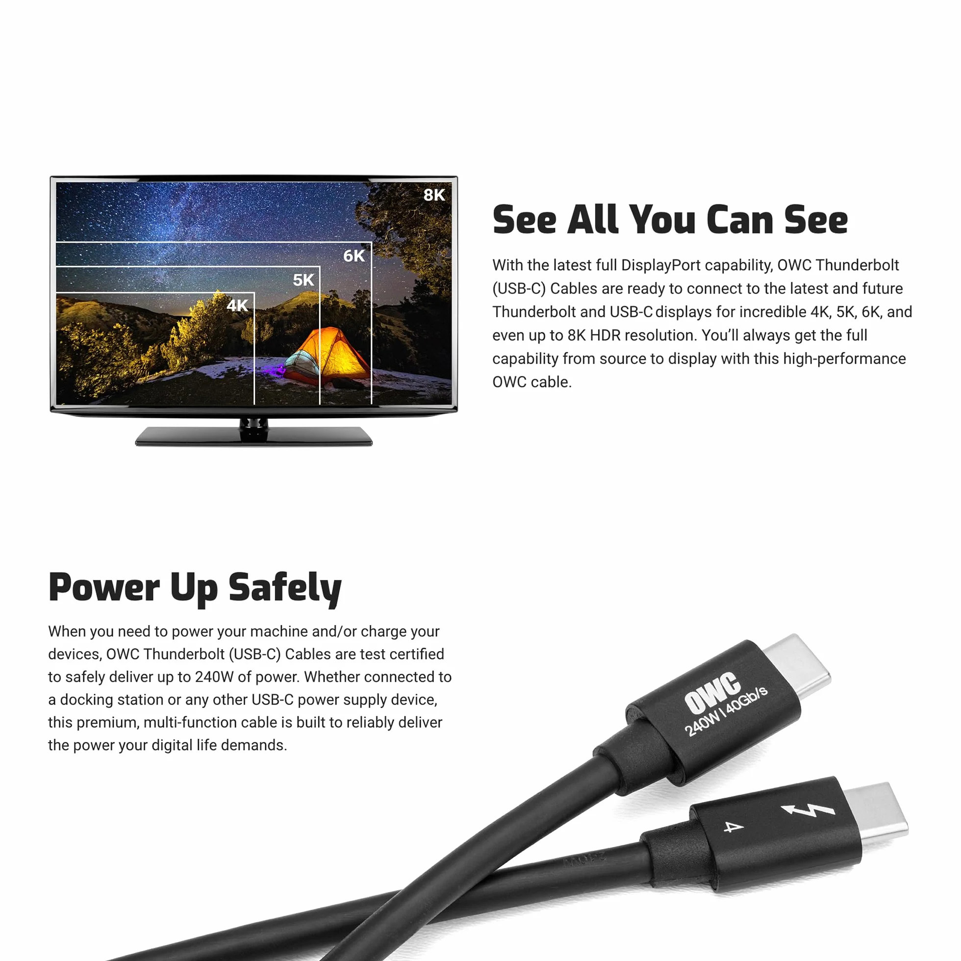 Owc Thunderbolt 4 OWCCBLTB4C1.0M Kabel Usb, Czarny, 100cm