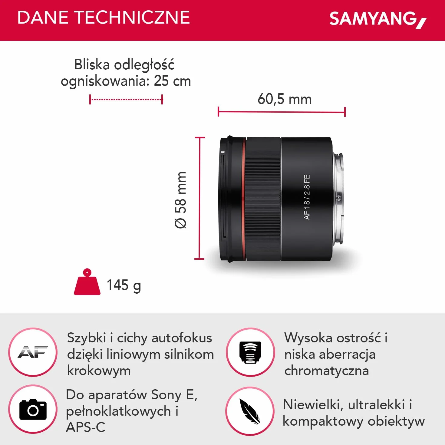 Samyang 18mm F 2.8 Obiektyw Czarny 22841
