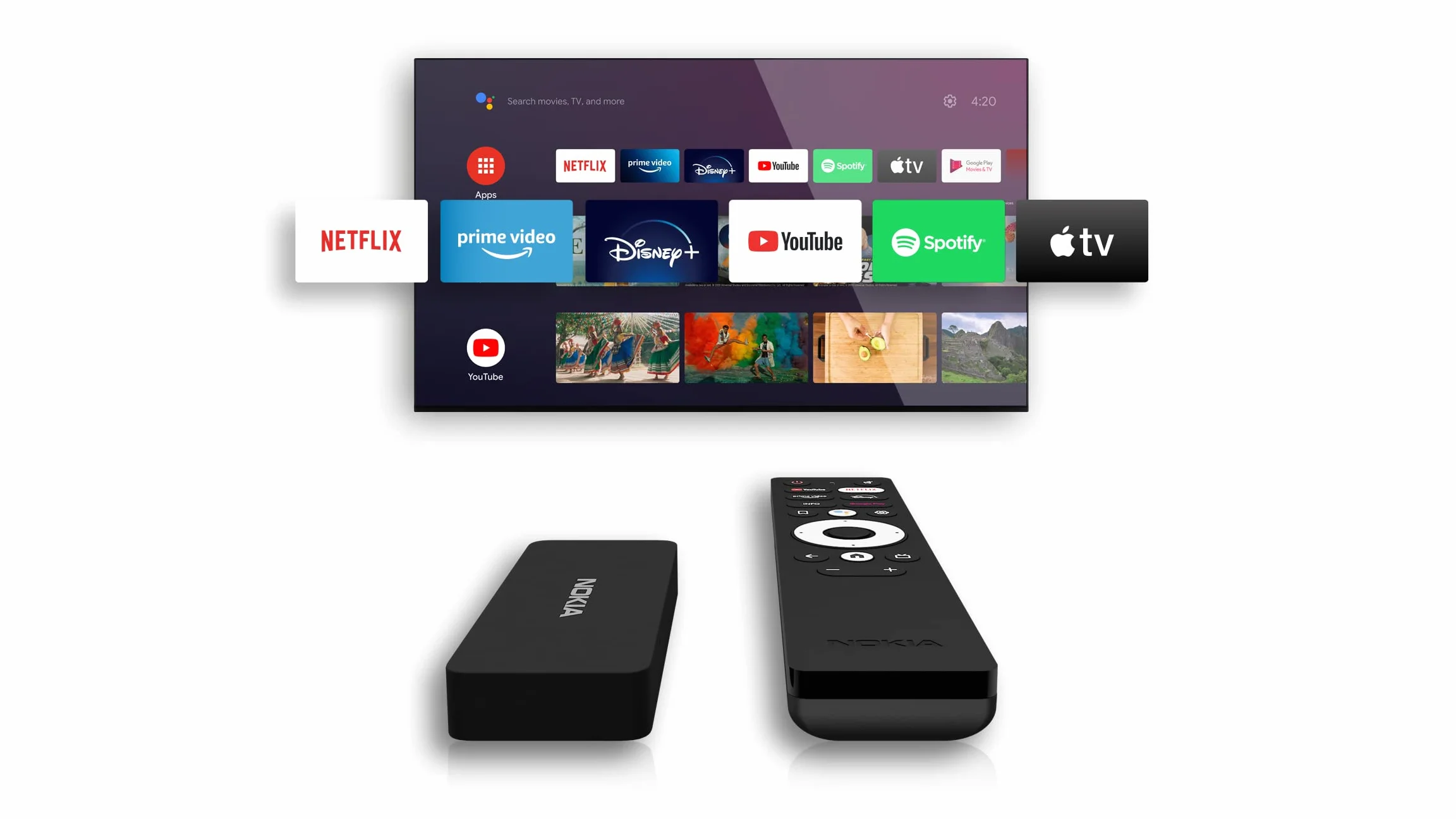 Nokia Streaming Stick 800, Android TV (Chromecast, HDMI, H.264, HEVC H.265, Netflix, Prime Video, Disney+), Schwarz