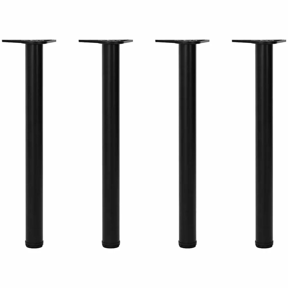 Zestaw 4 czarnych nóg stołowych o regulowanej wysokości 710 mm ze stabilnymi żelaznymi rurami, regulowanymi nóżkami śrubowymi do stołów, biur, powierzchni roboczych, trwałe akcesoria meblowe