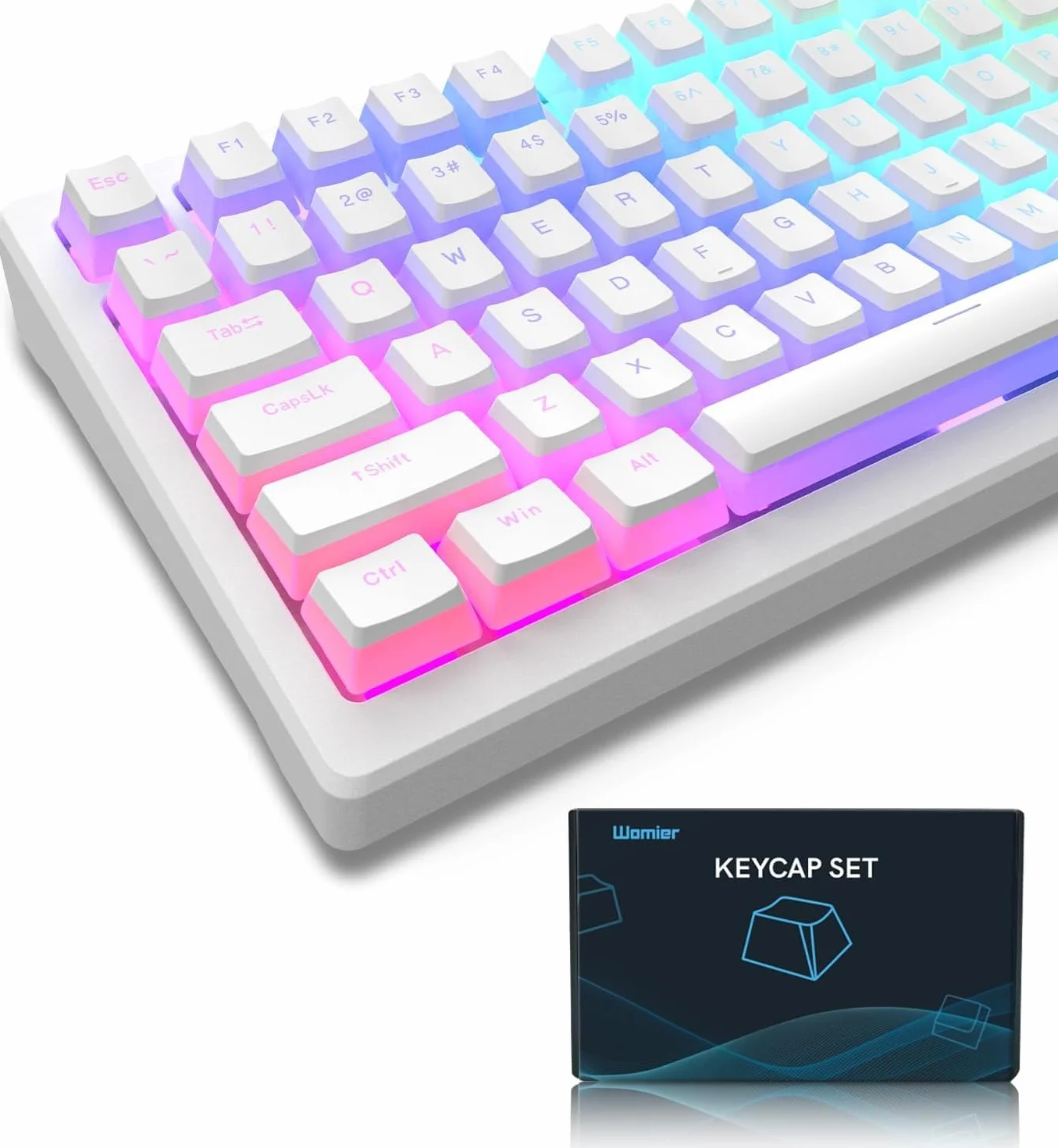 Pudding Keycaps, 165 klawiszy niestandardowy zestaw klawiszy QWERTY PBT, profil OEM z przezroczystymi nasadkami klawiszy, uniwersalna kompatybilność dla klawiatur 100%, 75%, 65%, 60% ANSI US