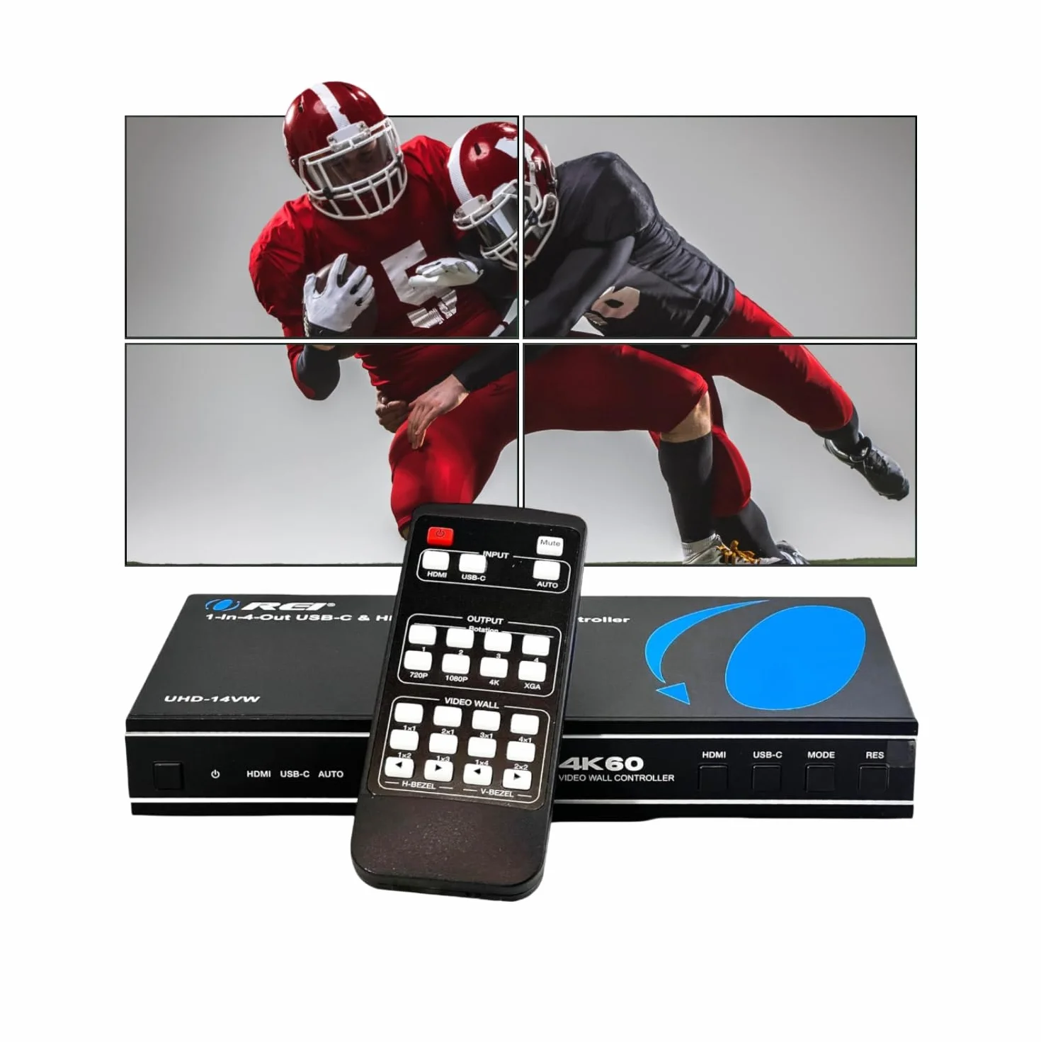 ORIE 4K HDMI USB-C Video Wall Controller 2x2 60Hz RS-232 180 Degree Rotate