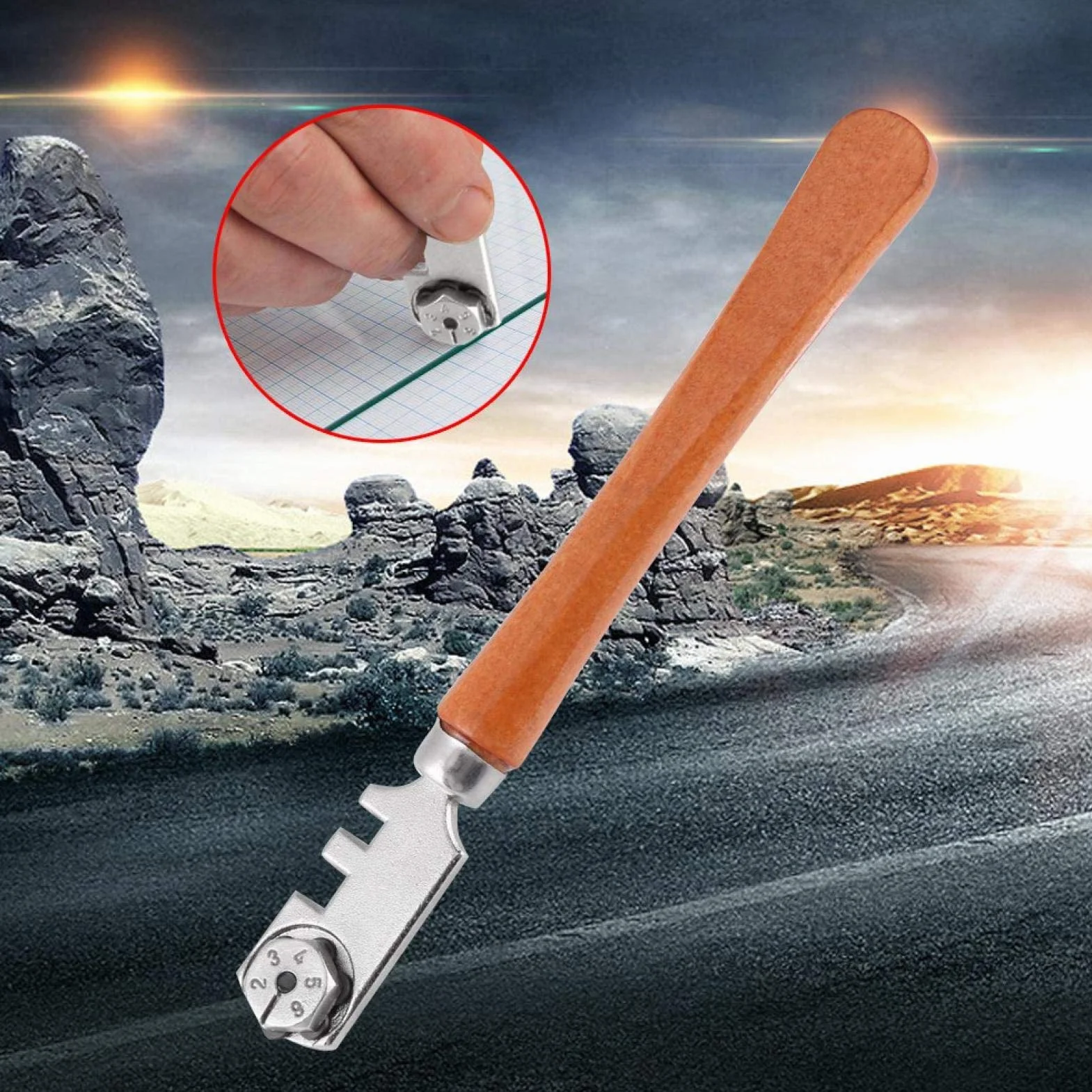 Akozon 130MM Profesjonalny przecinak do szkła (6-kierunkowa tarcza tnąca) - idealny do cięcia i malowania szklanych butelek, luster, szyb, półek itp