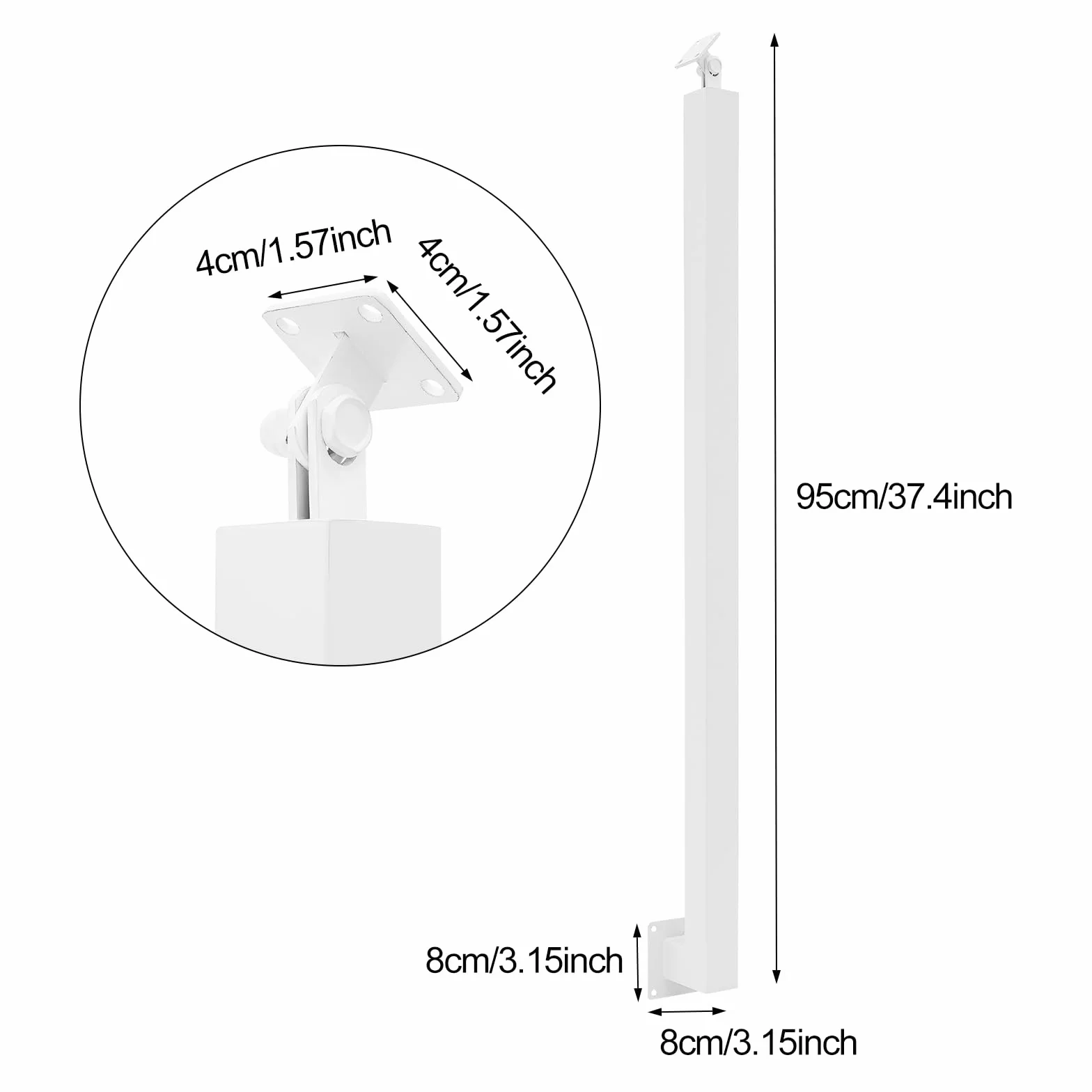 4 kolumny balustrady, 95 cm wysokości, poręcz schodowa, słupki poręczy na werandę, taras, do hotelu (białe)