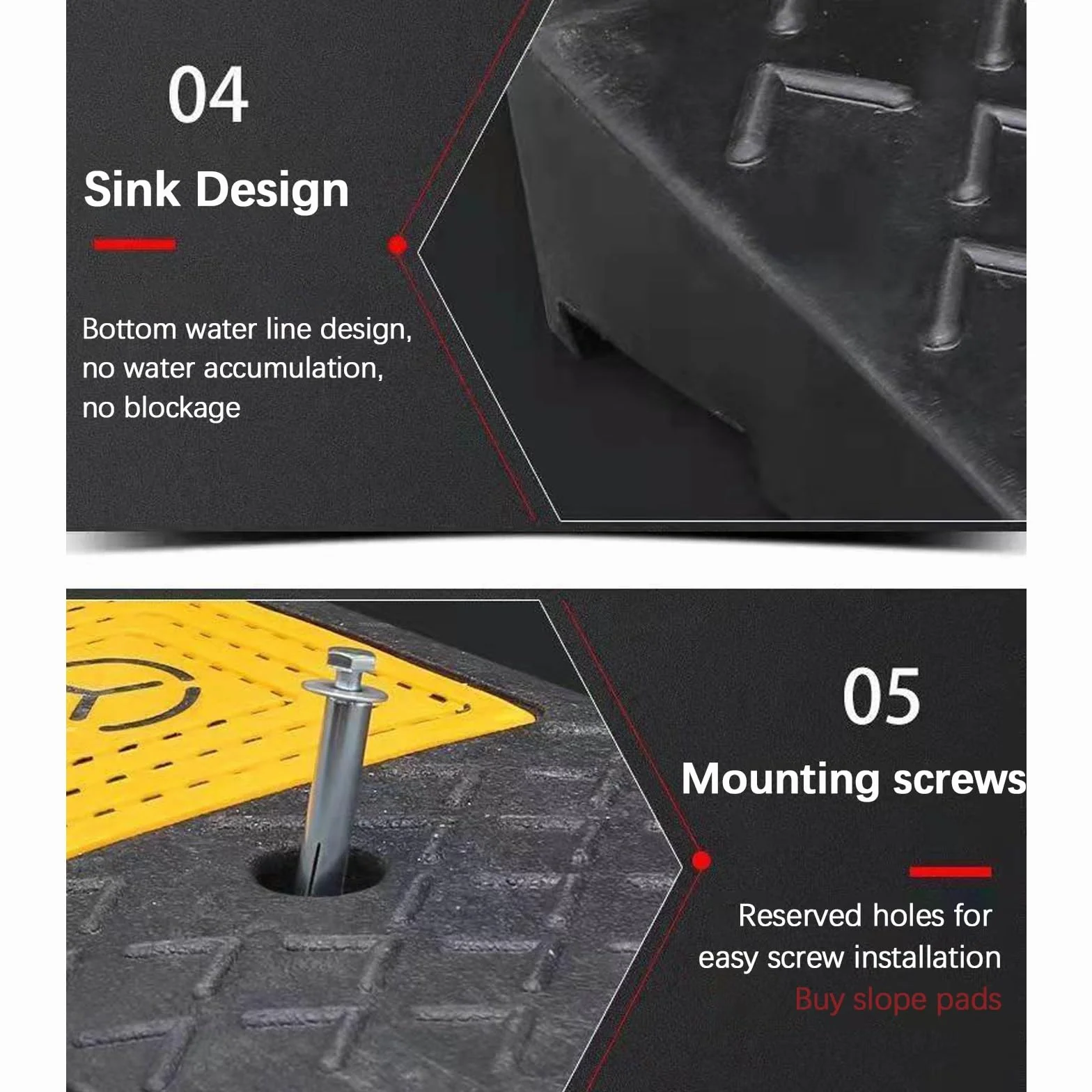 Rubber ramps for door threshold,threshold ramp 6 inch rise,ramps for steps,A variety of heights are available, easy to carry, and suitable for multiple scenarios (driveways, sidewalks, parks, etc.)(50