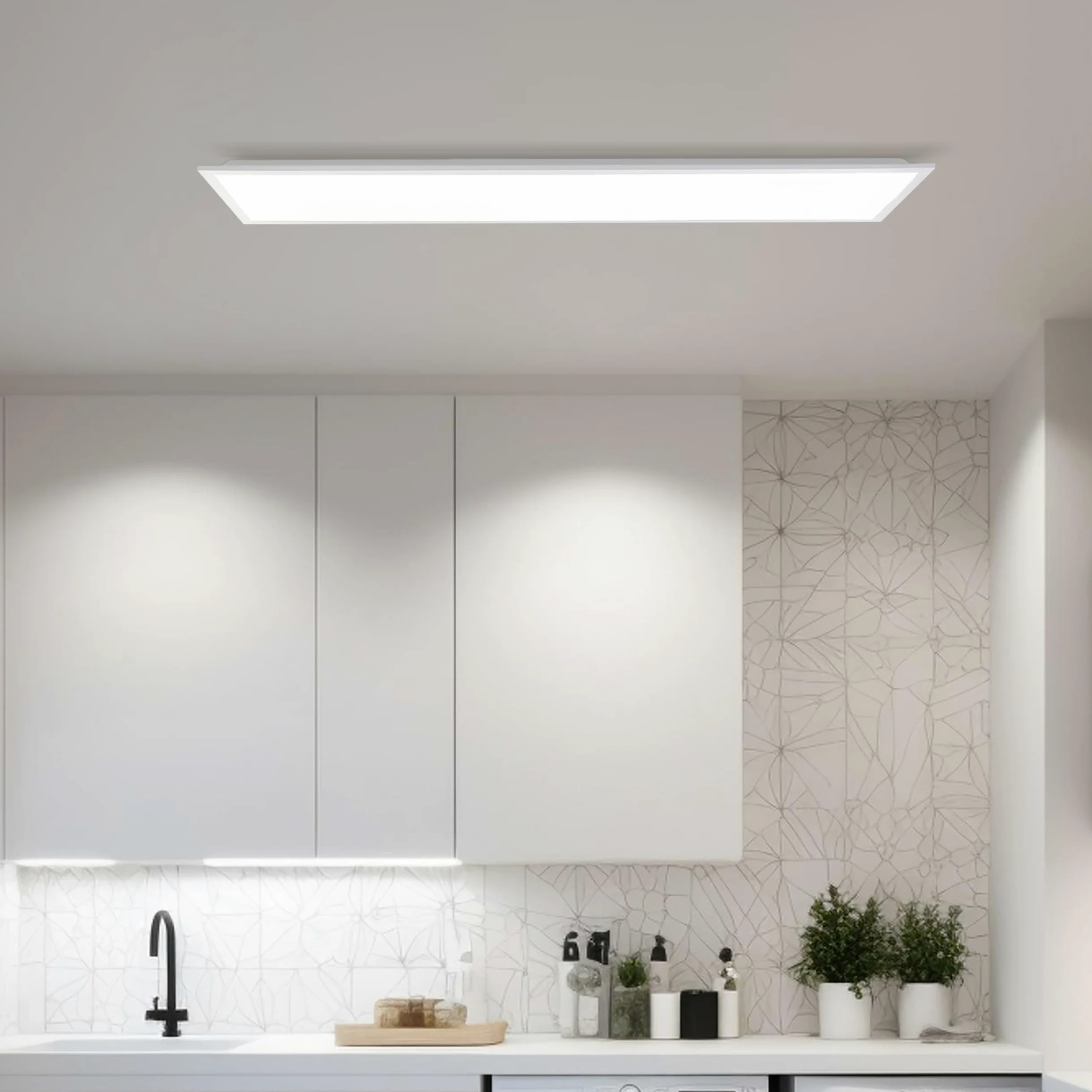 Lightbox Panel powierzchniowy LED Basic | 120 x 30 cm | ponadczasowy panel ścienny i sufitowy z ramą w kolorze białym, neutralnym białym (4000 K) | 4600 lm | do każdego pomieszczenia | z aluminium