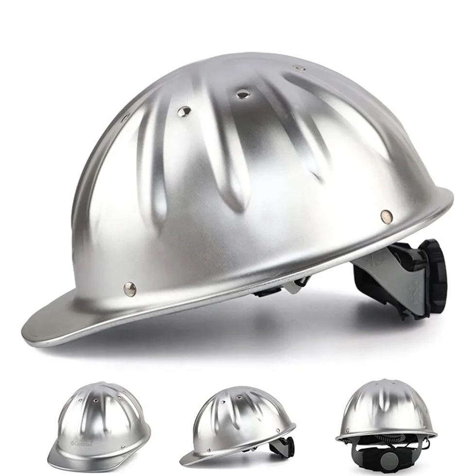 Kask ochronny, aluminiowy kask regulowany kask ochronny Wzmocnienie ze stopu aluminium na górze jest bezpieczniejsze i skuteczniejsze, aby zapobiec przebiciu