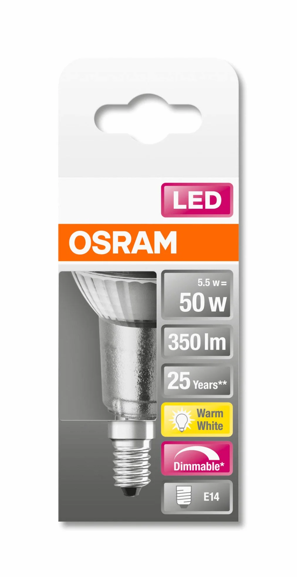 OSRAM reflektor LED | Trzonek: E14 | Ciepły biały | 2700 K | 5,50 W | LED SUPERSTAR PAR16 [Klasa efektywności energetycznej A+]
