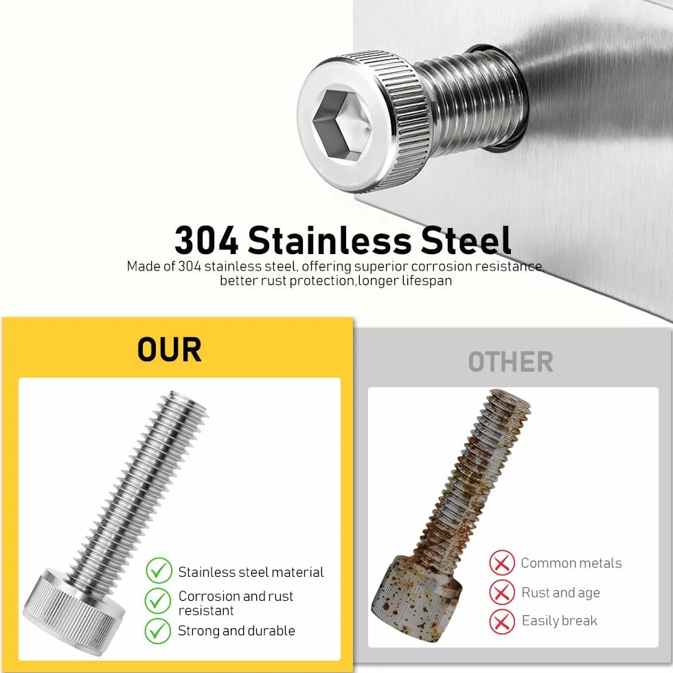 10 sztuk śrub z łbem cylindrycznym M5 x 16 mm - śruba cylindryczna z gniazdem sześciokątnym stal szlachetna A2 V2A śruby z pełnym gwintem śruby imbusowe do mechanicznej naprawy mebli