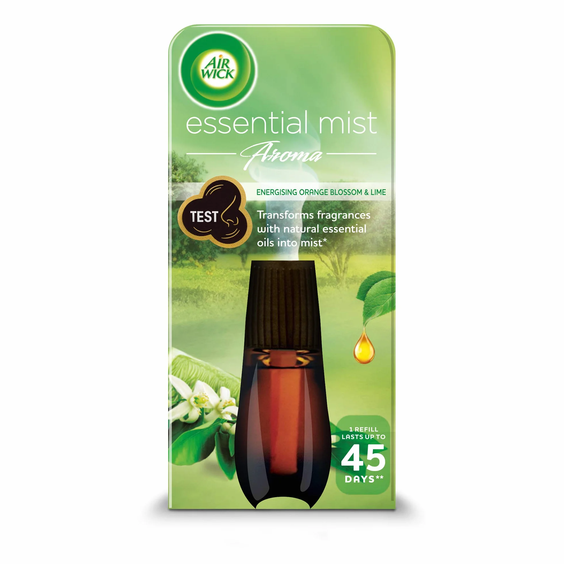 Air Wick Essential Mist Aroma Wkład do automatycznego odświeżacza powietrza Energetyzujący zapach limonki i pomarańczy 20 ml