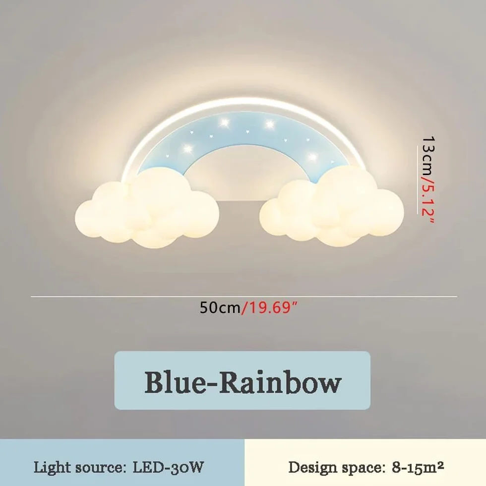 Nowoczesne ciepłe lampy sufitowe do pokoju dziecięcego, ochrona oczu Kolorowa tęcza chmura Lampa sufitowa lampa wisząca Prosty romantyczny pokój dziecięcy Chłopiec dziewczyna Sypialnia Lampy sufitowe