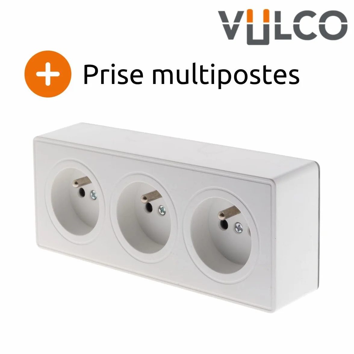 Potrójne białe gniazdo 2P+T 16A - seria Vulco - Zenitech