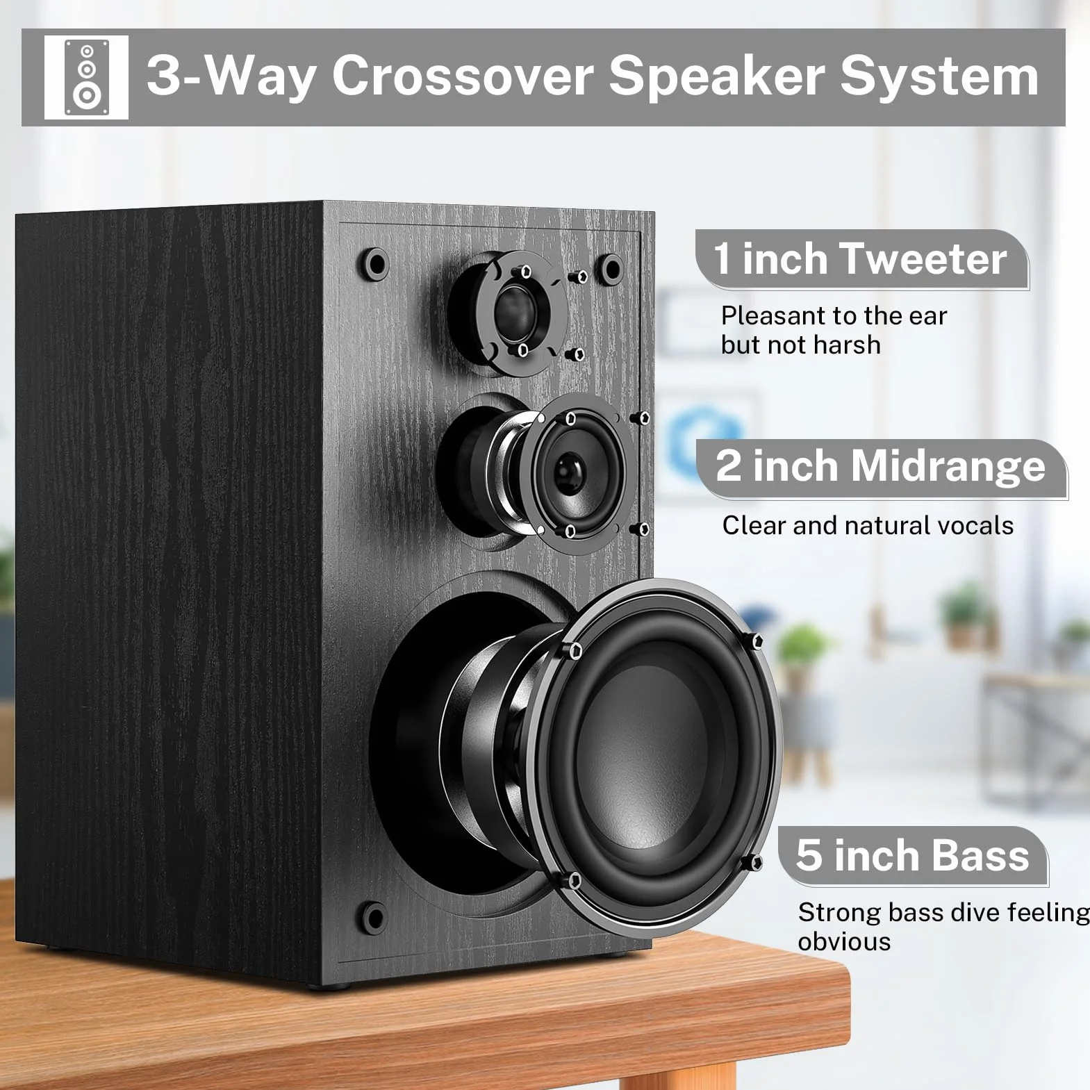 Pasywny zestaw głośników regałowych 160W RMS 3-drożny 5,25" 48Hz