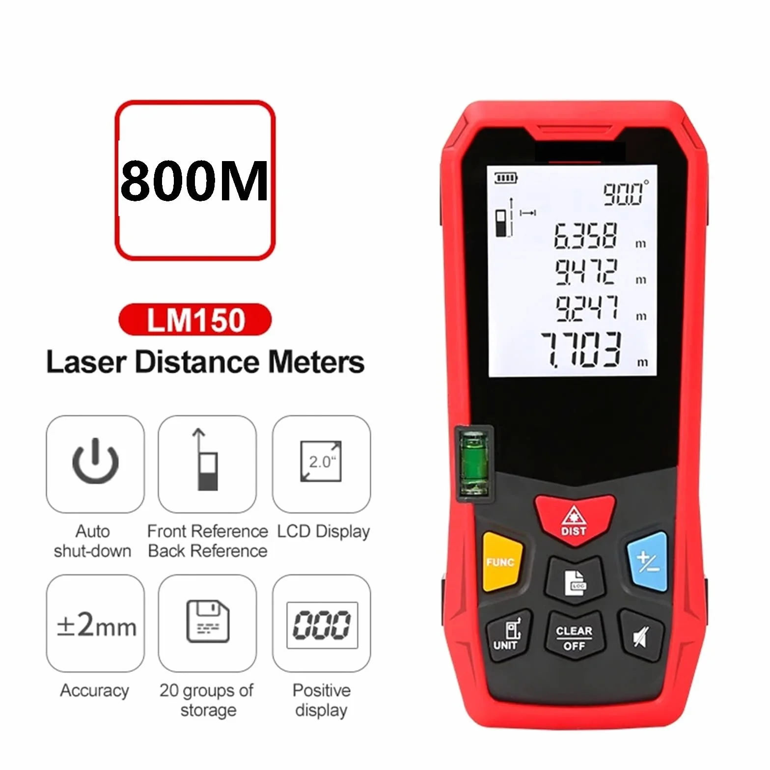 Dalmierz laserowy, Ręczny Dalmierz Laserowy Miernik Odległości 40M 60M 100M 800M Taśma Medidor Urządzenie Pomiarowe Linijka Elektroniczna