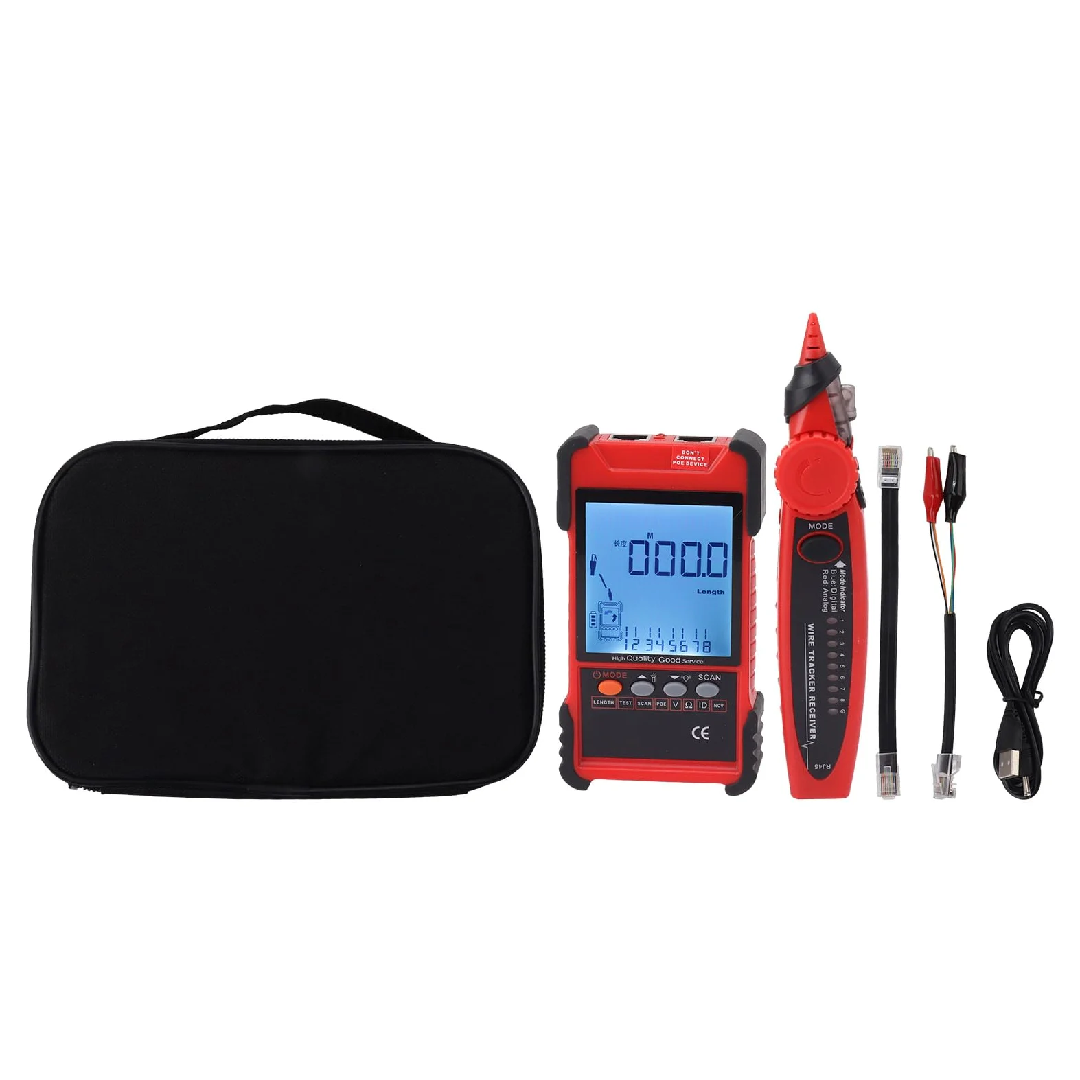 Yctze ET616 Multimetr Testera Kablowego z LCD w Celu Sortowania i Konserwacji - Czerwony (czerwony)