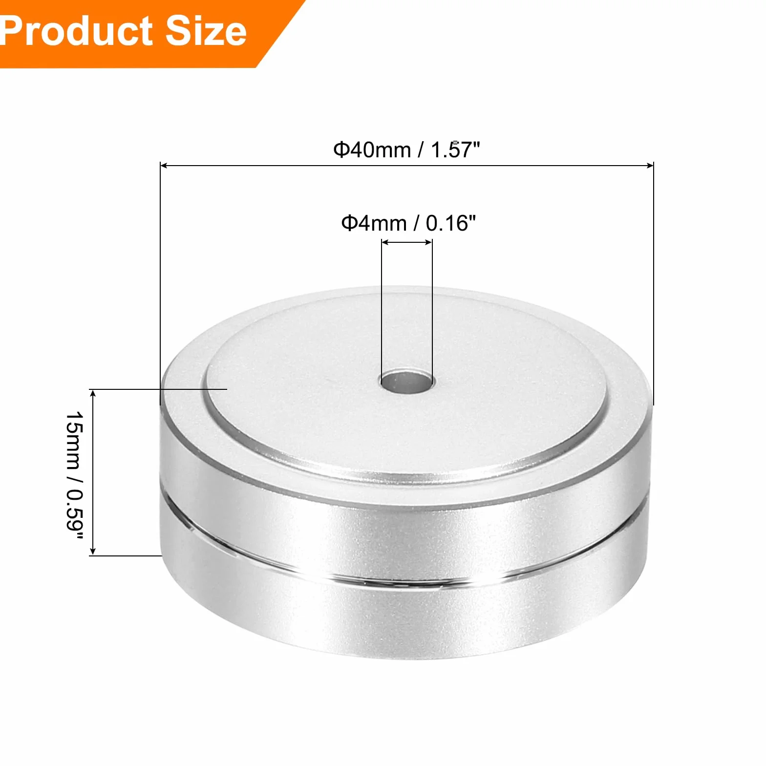 QUARKZMAN Podkładka izolacyjna do subwoofera, 16 sztuk, 40 x 15 mm, podkładki izolacyjne do głośników, kolce do gramofonu, audio, studyjnego, podkładka izolacyjna do urządzeń audio, śruby M4, srebrna