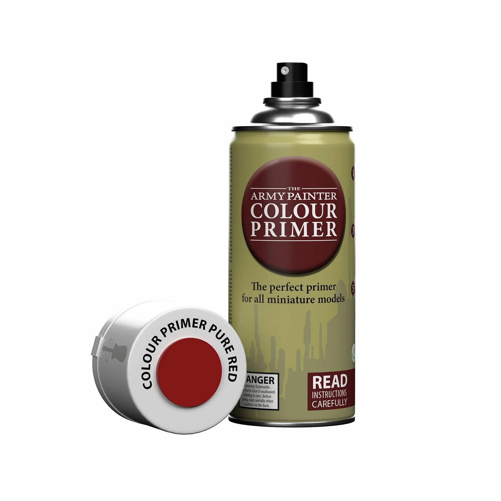 The Army Painter Colour Primer Pure Red, 400 mL akrylowy spray podkładowy, farba w sprayu do grundowania figurek, modelowania figurek do gier fabularnych, planszowych i bitewnych