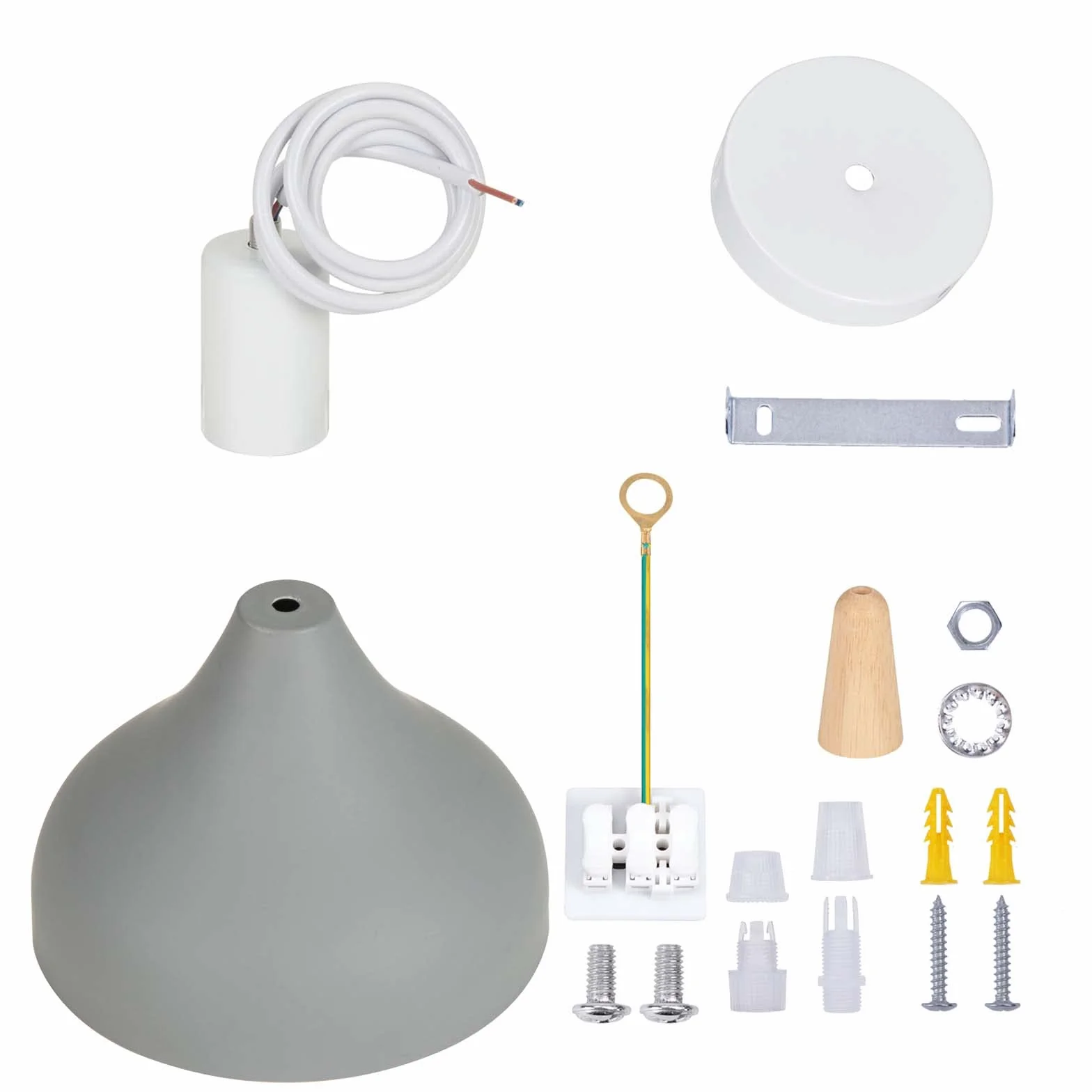 iDEGU Lampa sufitowa w stylu retro, nowoczesny styl kropli, klosz w kształcie kapelusza, E27, lampa sufitowa retro, oprawa oświetleniowa z metalu i drewna, lampa wisząca do sypialni, jadalni, kuchni